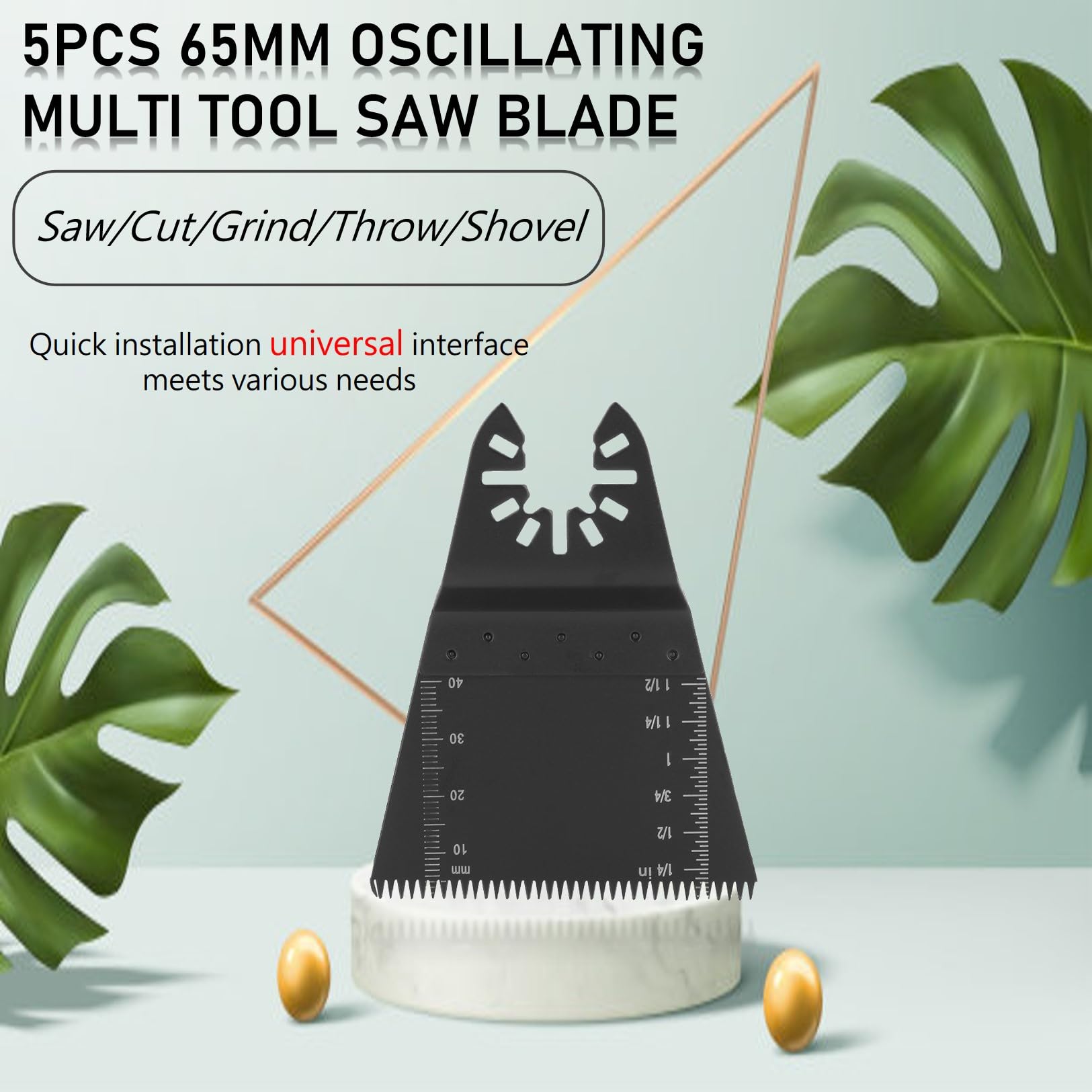 5Pcs 65mm Universal Oscillating Multi-Tool Blades Kit - Quick Release Saw Blades for Metal, Wood & Plastic Cutting, Sanding & Grinding - Perfect for DIY Projects, Home Renovations & Professional Woodworking