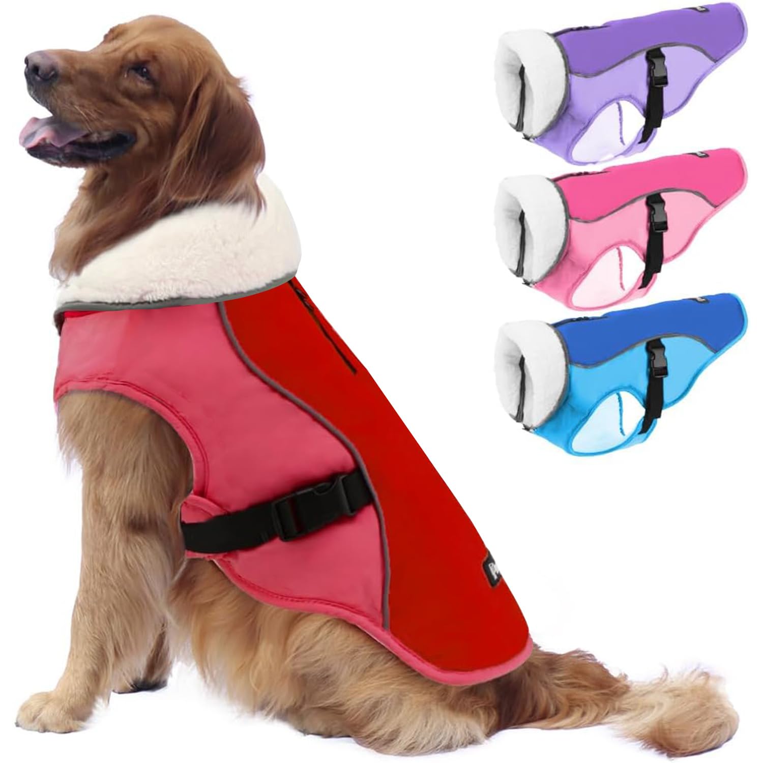 EMUST Thick Windproof Dog Winter Coat - Warm Pet Jacket for Small, Medium & Large Dogs - New Orange XXL - Ideal for Cold Weather Walks & Outdoor Adventures