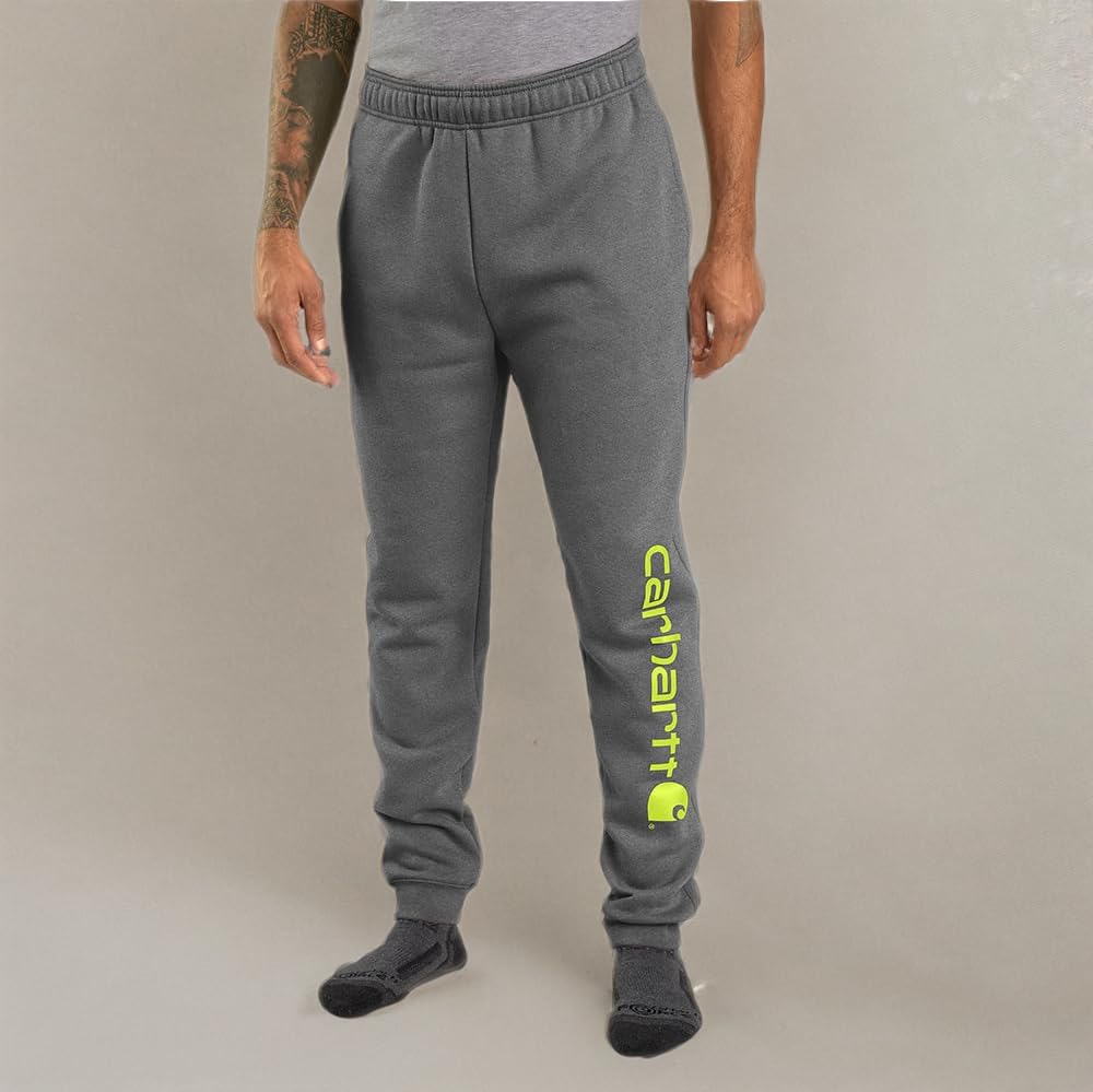 Carhartt Men's Relaxed Fit Midweight Tapered Logo Graphic Sweatpants | Casual Workwear & Lounge Pants for Everyday Comfort