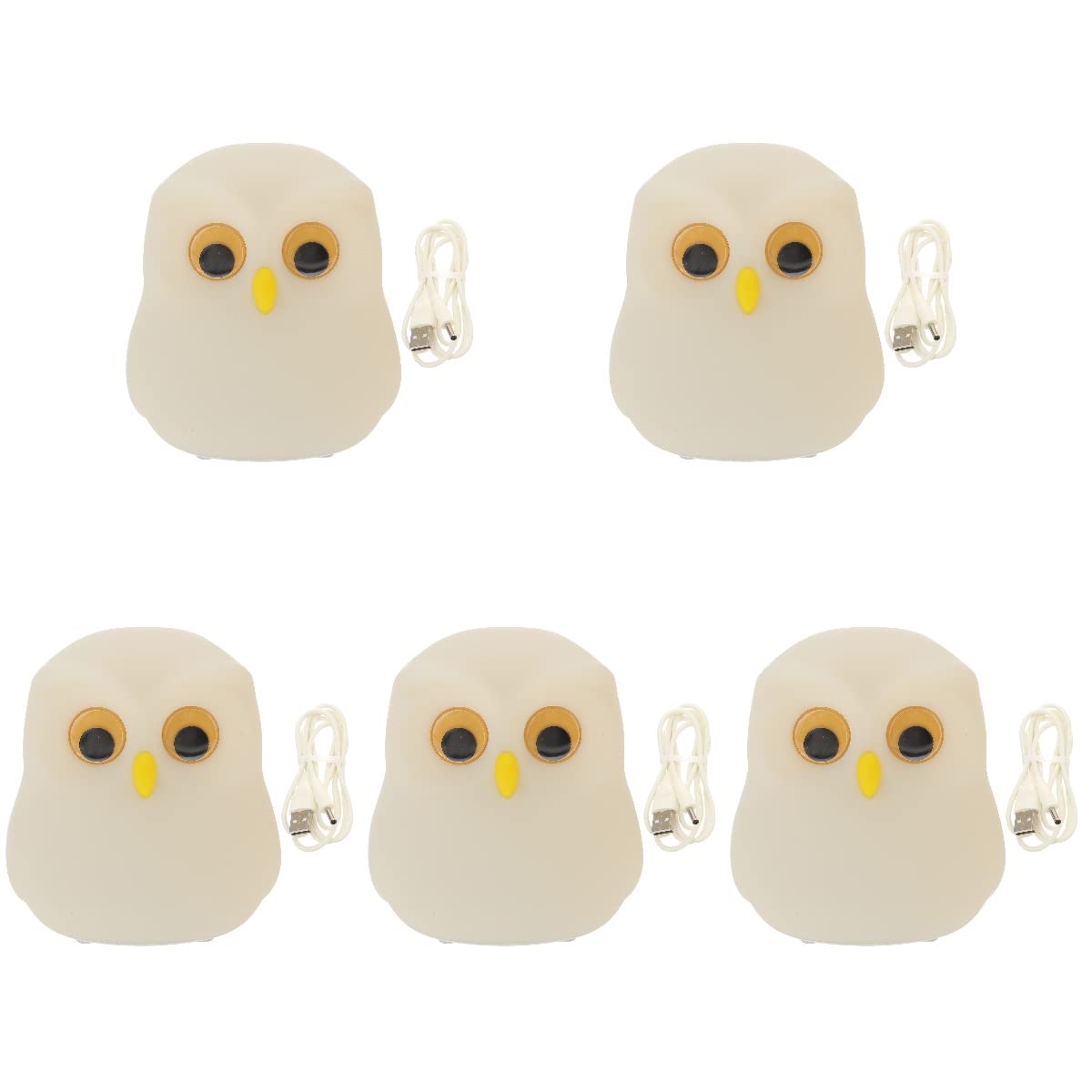 5pcs Cartoon Owl Night Light - 3W LED Baby Night Lamp, Soft Silicone Desktop Nursing Light for Nursery, Kids Room & Bedside - Perfect for Soothing Babies, Night Feeding & Gentle Illumination