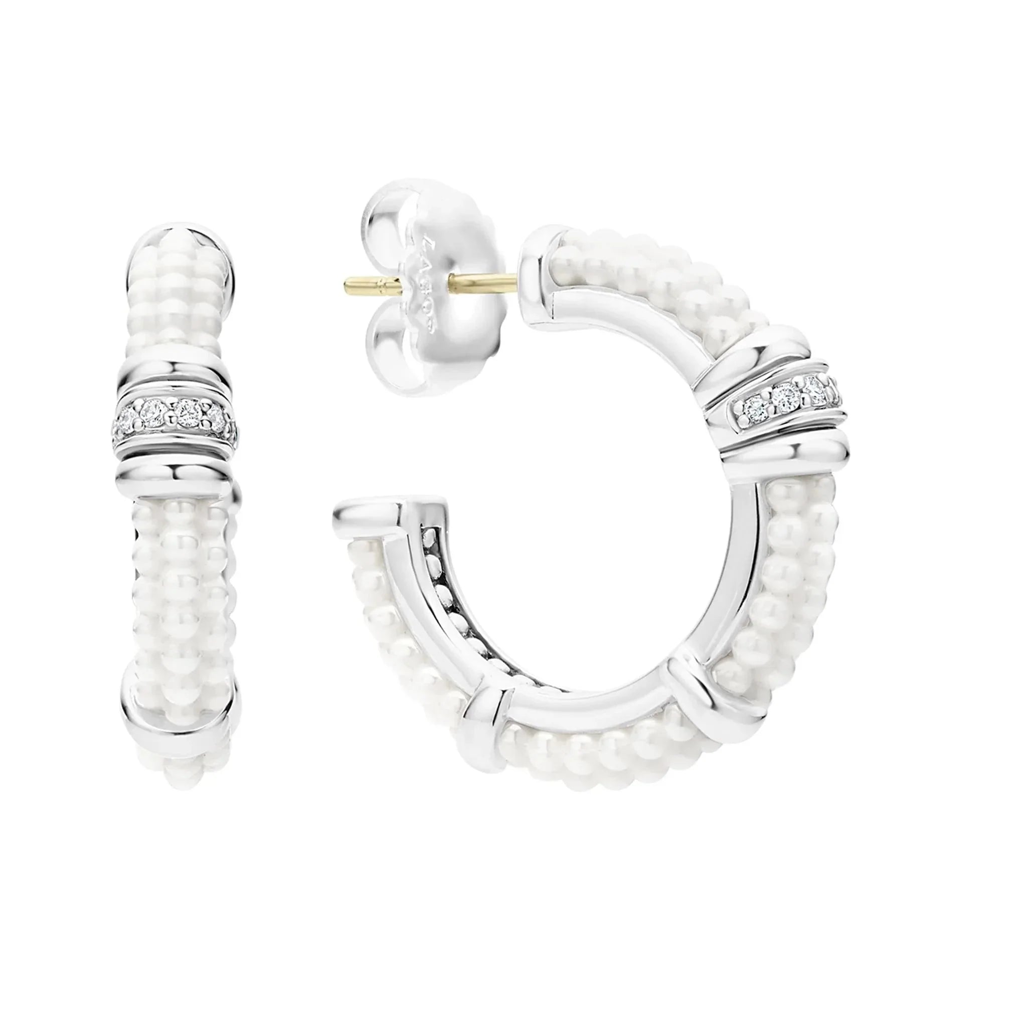 Stylish Ceramic and Diamond Hoop Earrings for Women - Elegant Everyday & Party Jewelry - Perfect for Gifts, Date Nights & Special Occasions