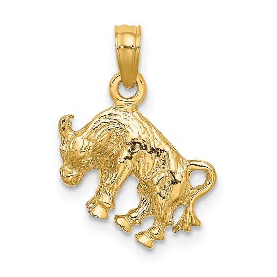 14K Yellow Gold Taurus Zodiac Necklace Charm Pendant - 3D Bull Pendant for April 19-May 19 Birthdays | Perfect Birthday Gift for Taurus Women, Zodiac Jewelry for Everyday Wear & Special Occasions