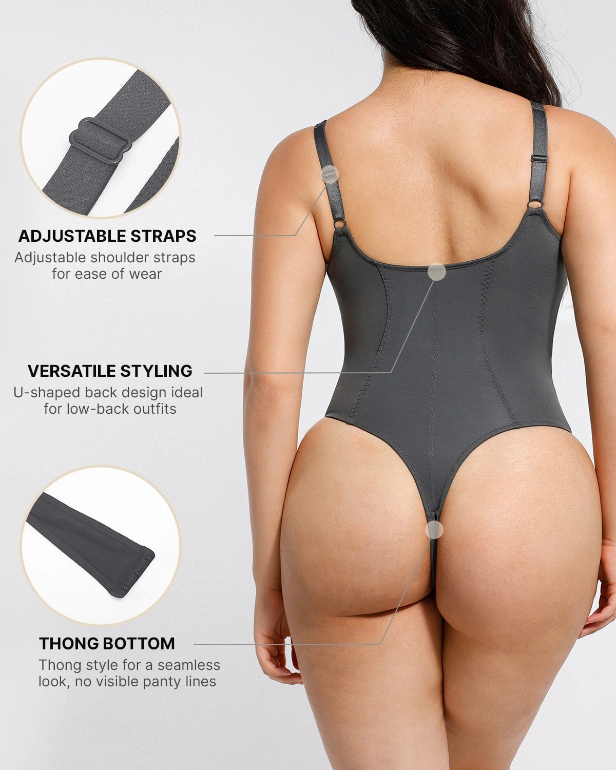AirSlim® Chic Scoop Neck Thong Bodysuit for Women - Sexy Lingerie Bodysuit with Comfortable Fit - Perfect for Date Night, Boudoir & Everyday Wear