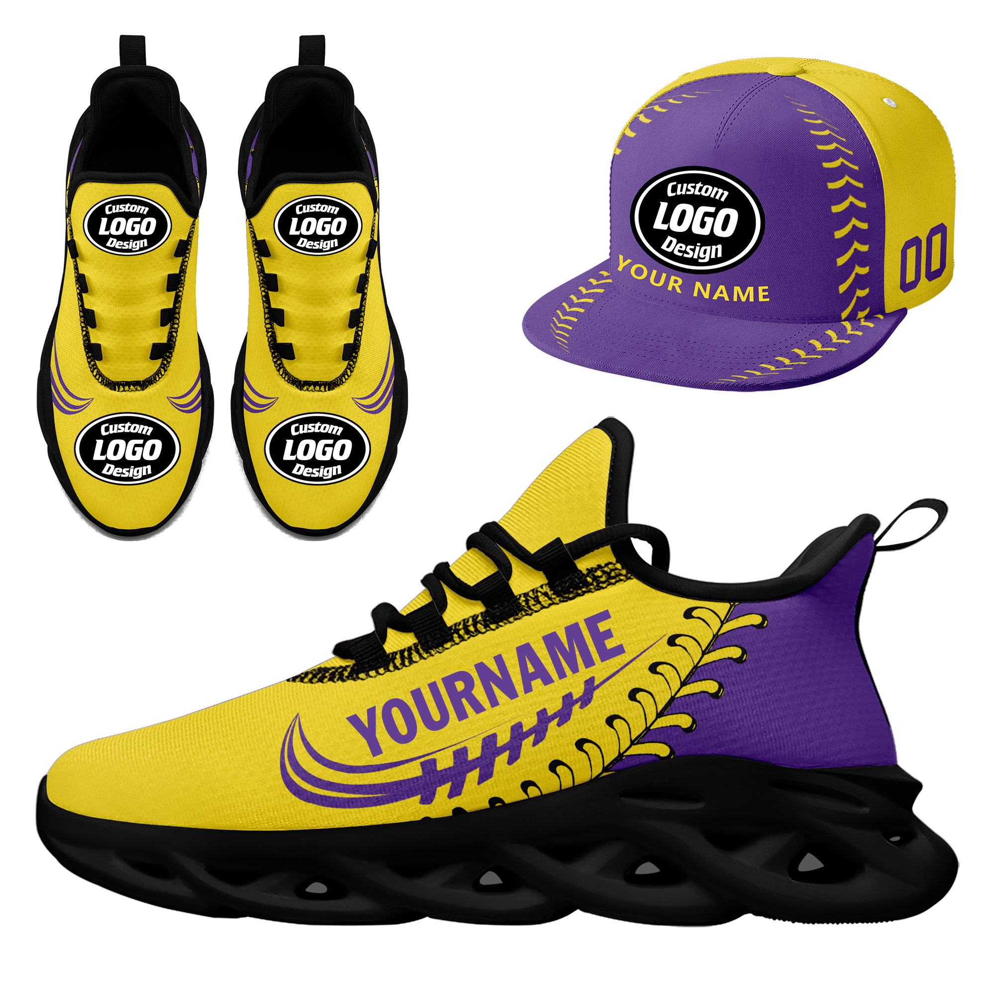 Custom MaxSoul Shoes and Hat Combo - Personalized Athletic Set for Men & Women | Perfect for Running, Gym Workouts, and Casual Streetwear Fashion