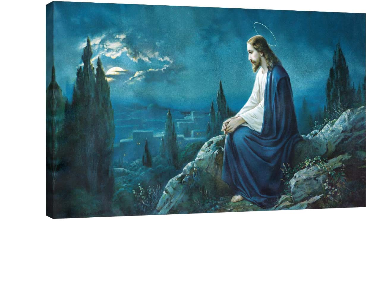 Jesus Walks on Beach Framed Wall Art - Religious Christian Picture for Home, Bedroom & Office Decor - Ready to Hang - Perfect for Prayer Rooms, Church Gifts & Spiritual Inspiration