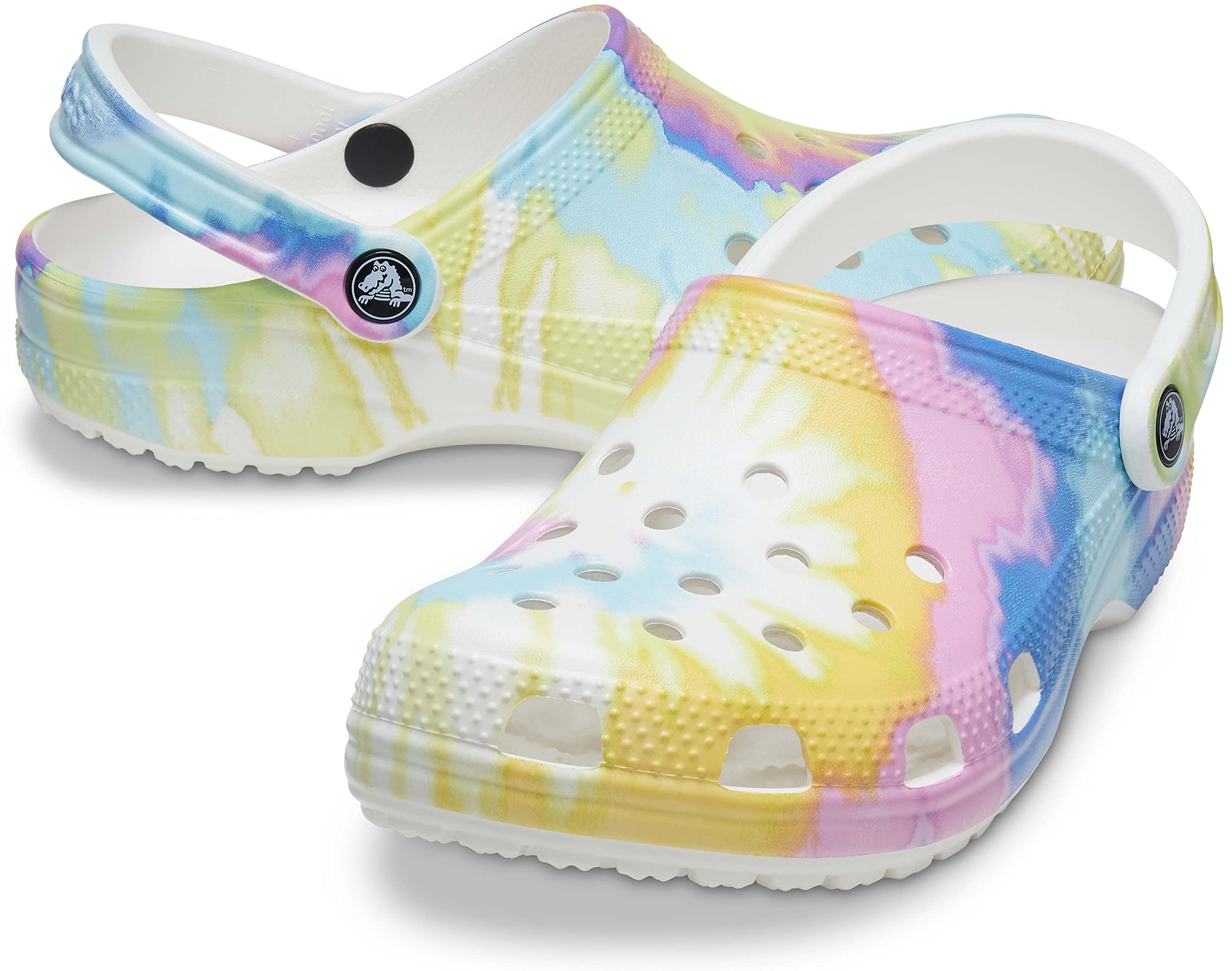 Crocs Classic Solar Rainbow Clogs for Women & Men | Comfortable Slip-On Water Shoes for Beach, Pool, and Outdoor Activities