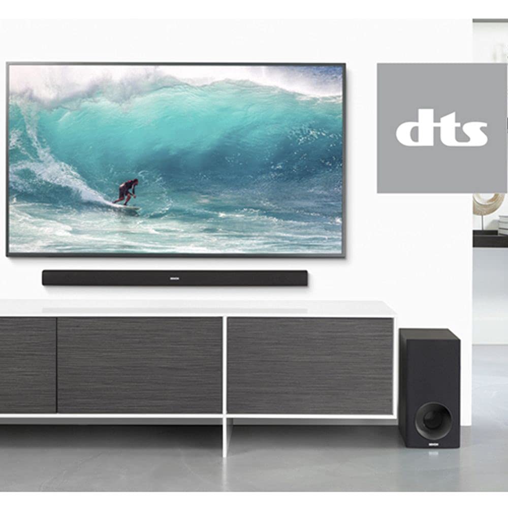 Denon DHT-S316 Home Theater Soundbar with Wireless Subwoofer - Virtual Surround Sound, Bluetooth, Wall Mountable - Perfect for Movies, Gaming & Music Streaming (Black)