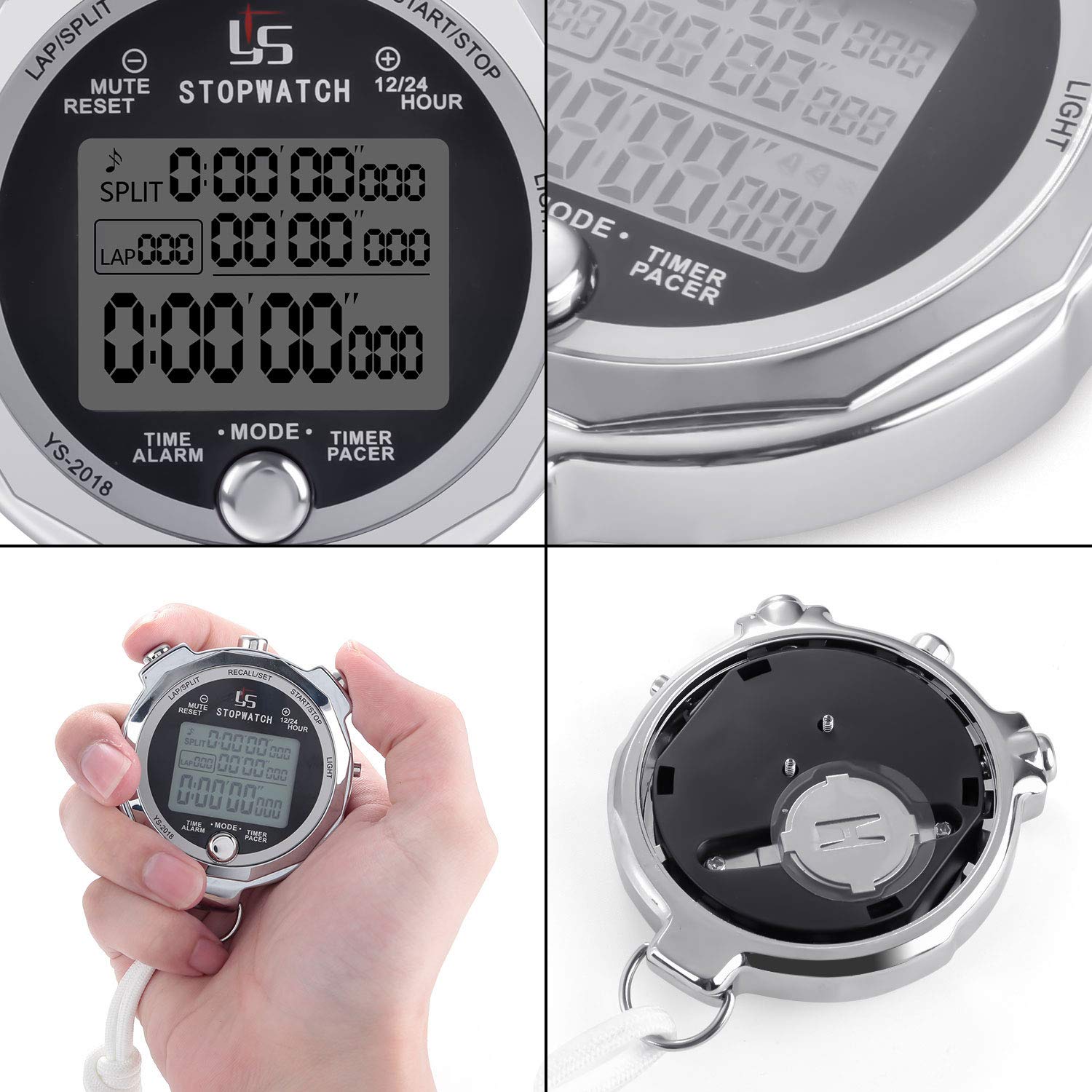LAOPAO Digital Stopwatch with 100 Lap Memory, Backlight & Metal Case - Sports Timer for Coaches, Runners, and Track & Field Training