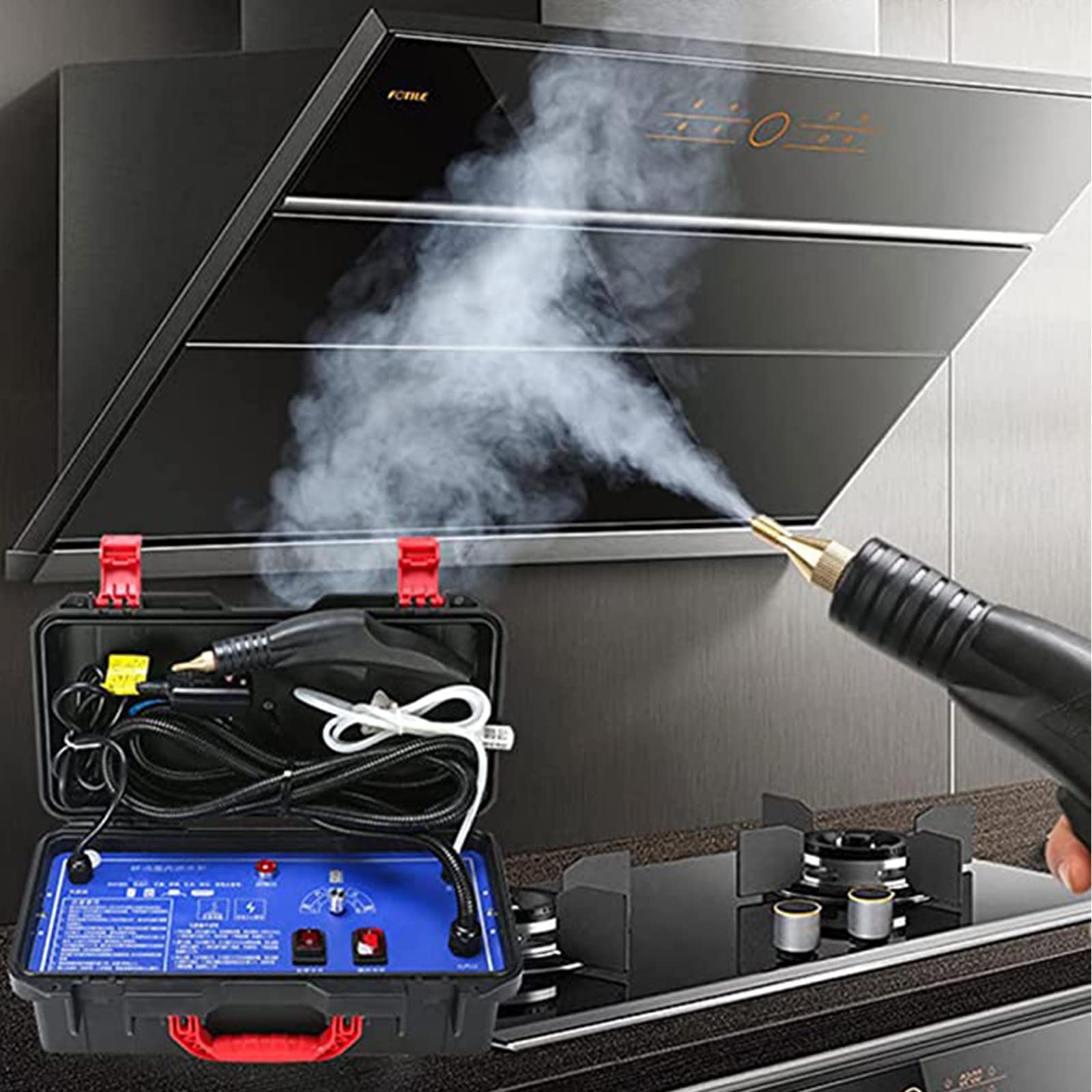 XYEJL 3000W Heavy Duty Steam Cleaner - 220V High Temperature & High Pressure Multi-Purpose Steamer with Accessories for Deep Cleaning Cars, Kitchens, Bathrooms, Furniture, Air Conditioners, Grease Removal - Perfect for Home, Commercial & Industrial Use