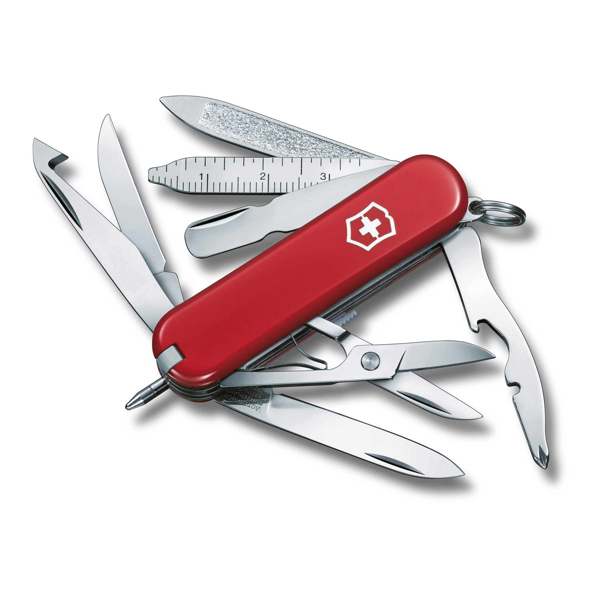 Victorinox Swiss Army Minichamp Pocket Knife - 58mm Red Multi-Tool with Scissors, Nail File & Keyring - Perfect for Camping, Hiking & Everyday Carry (EDC)