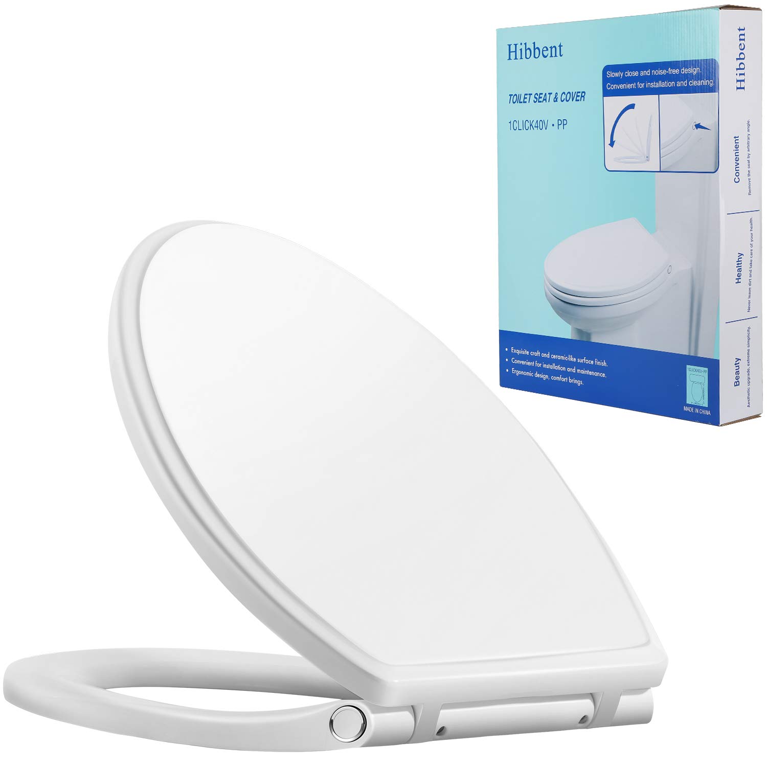 Premium Elongated Toilet Seat with Soft Close Lid - Quick Release & Easy Installation - Non-Slip Bumpers - Easy to Clean White Toilet Seat - Perfect for Bathroom, Home & Office Use