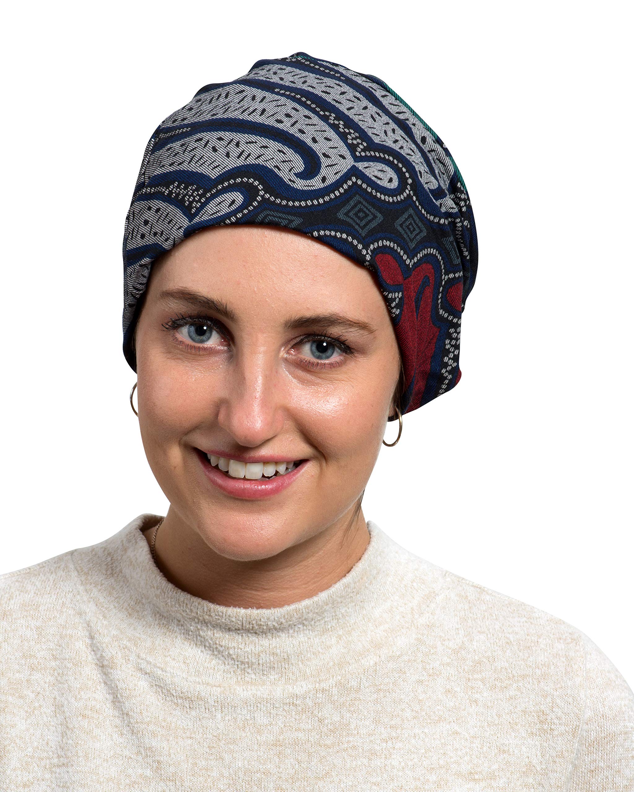 Soft & Comfortable Women’s Slouchy Baggy Chemotherapy Beanie with Floral Batik Prints - Perfect for Cancer Patients, Cold Weather & Everyday Comfort