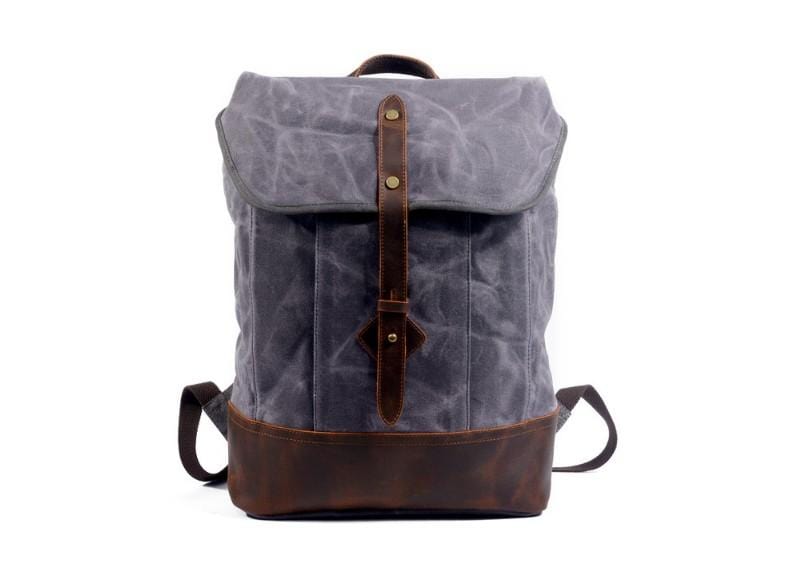 Durable Leather & Canvas Rucksack Backpack - Waterproof Travel Hiking Daypack for Men & Women - Perfect for Outdoor Adventures, Commuting & School