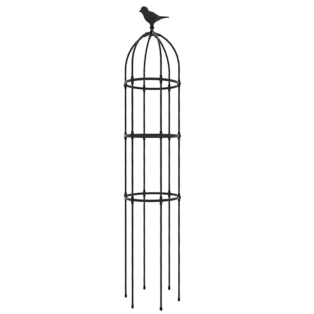 6Ft 7.5Ft 8Ft Garden Obelisk Trellis for Climbing Plants - Rose Arbor Support Stand with Bird Decoration - Indoor Outdoor Potted Plant Tower (230cm/3 Rings) - Perfect for Roses, Vines & Garden Decor