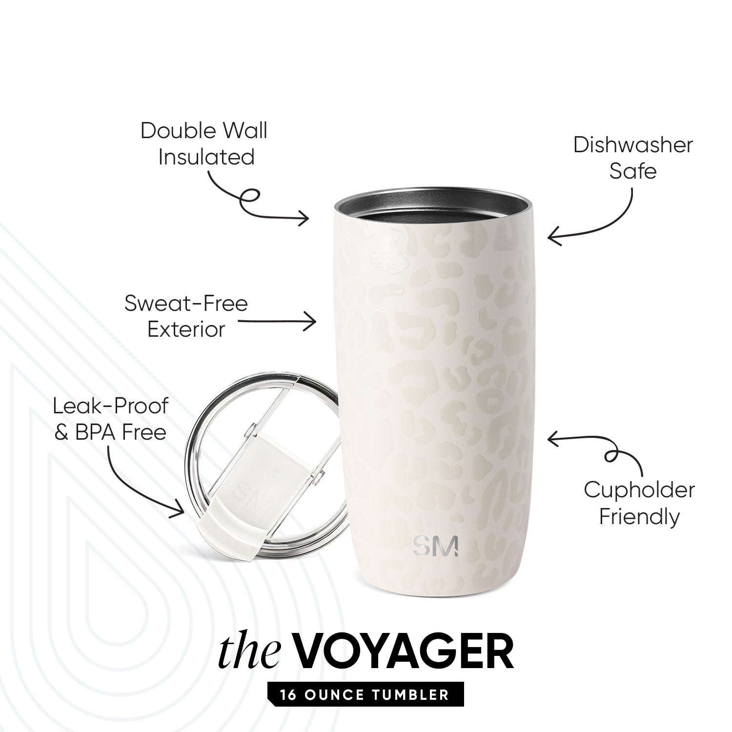 Voyager 20oz Insulated Tumbler with Clear Flip Lid & Straw - Leakproof Stainless Steel Travel Mug for Hot & Cold Drinks - Perfect for Office, Gym, Hiking & Outdoor Adventures