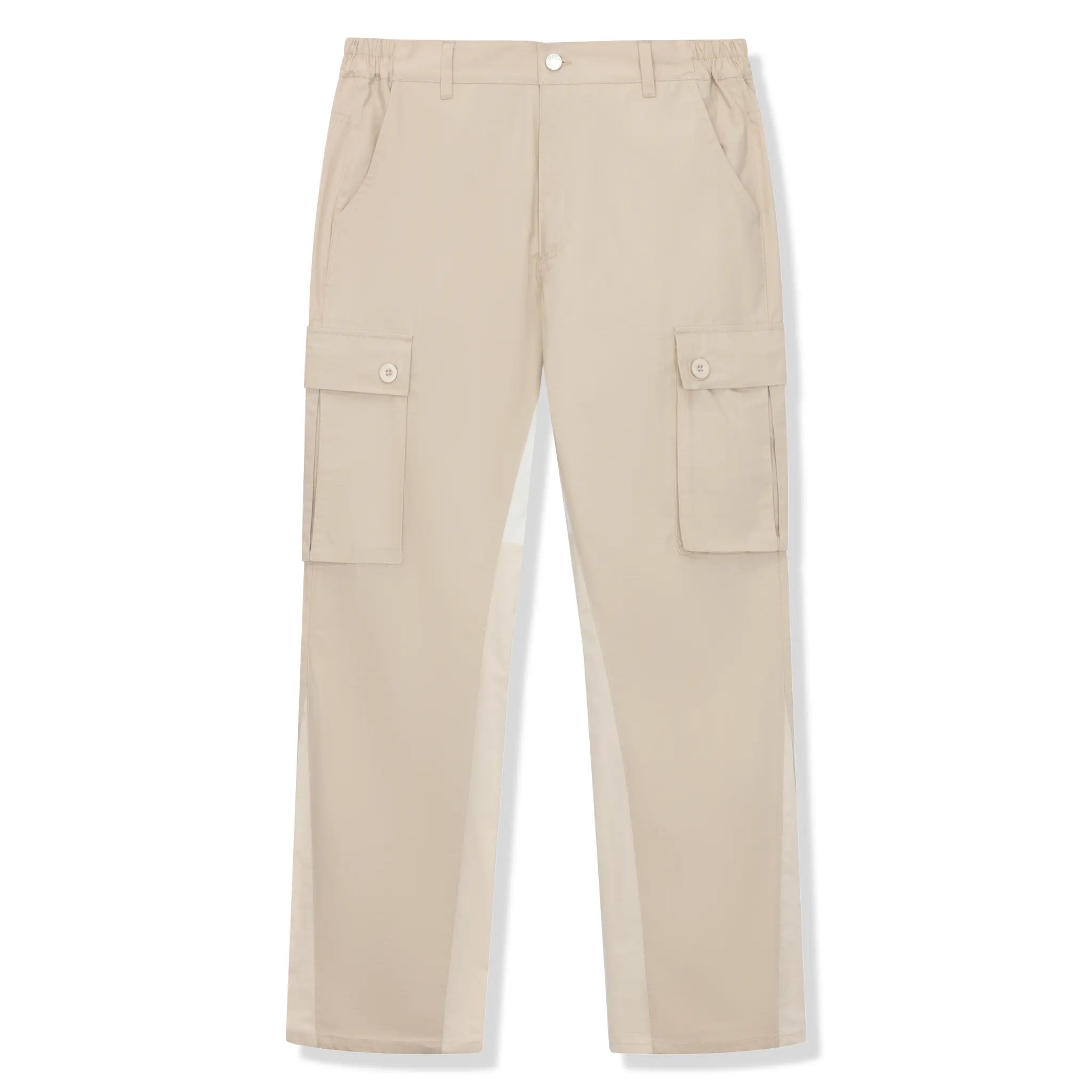 SIARR Women's Flared Cream Cargo Pants - High Waisted Casual Trousers with Pockets | Perfect for Streetwear, Workwear & Fashion Outfits
