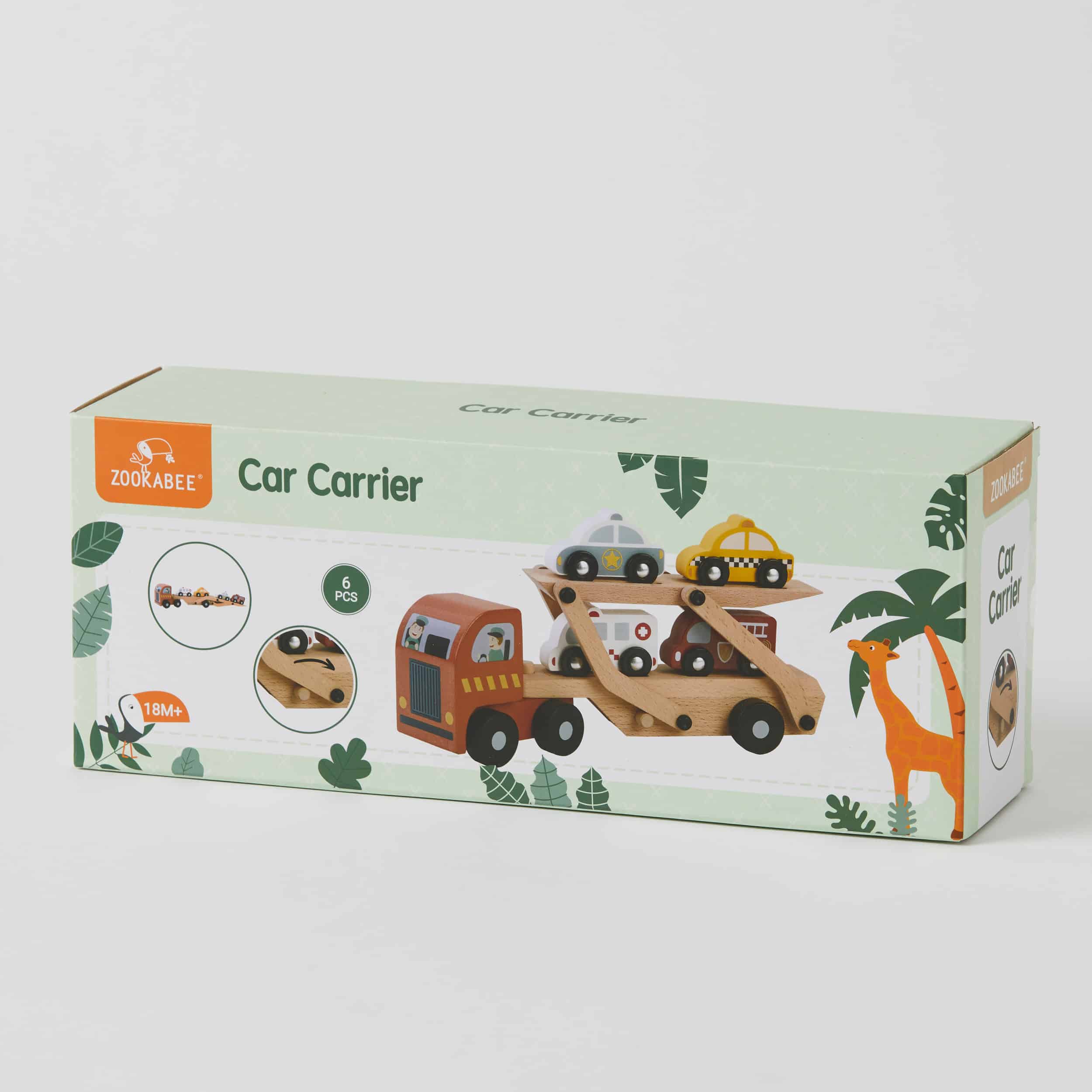 Wooden Car Carrier Truck Toy Set for Kids - 12-Piece Wooden Vehicle Transport Playset with Movable Ramp - Perfect for Pretend Play, Birthday Gifts & Preschool Learning Activities