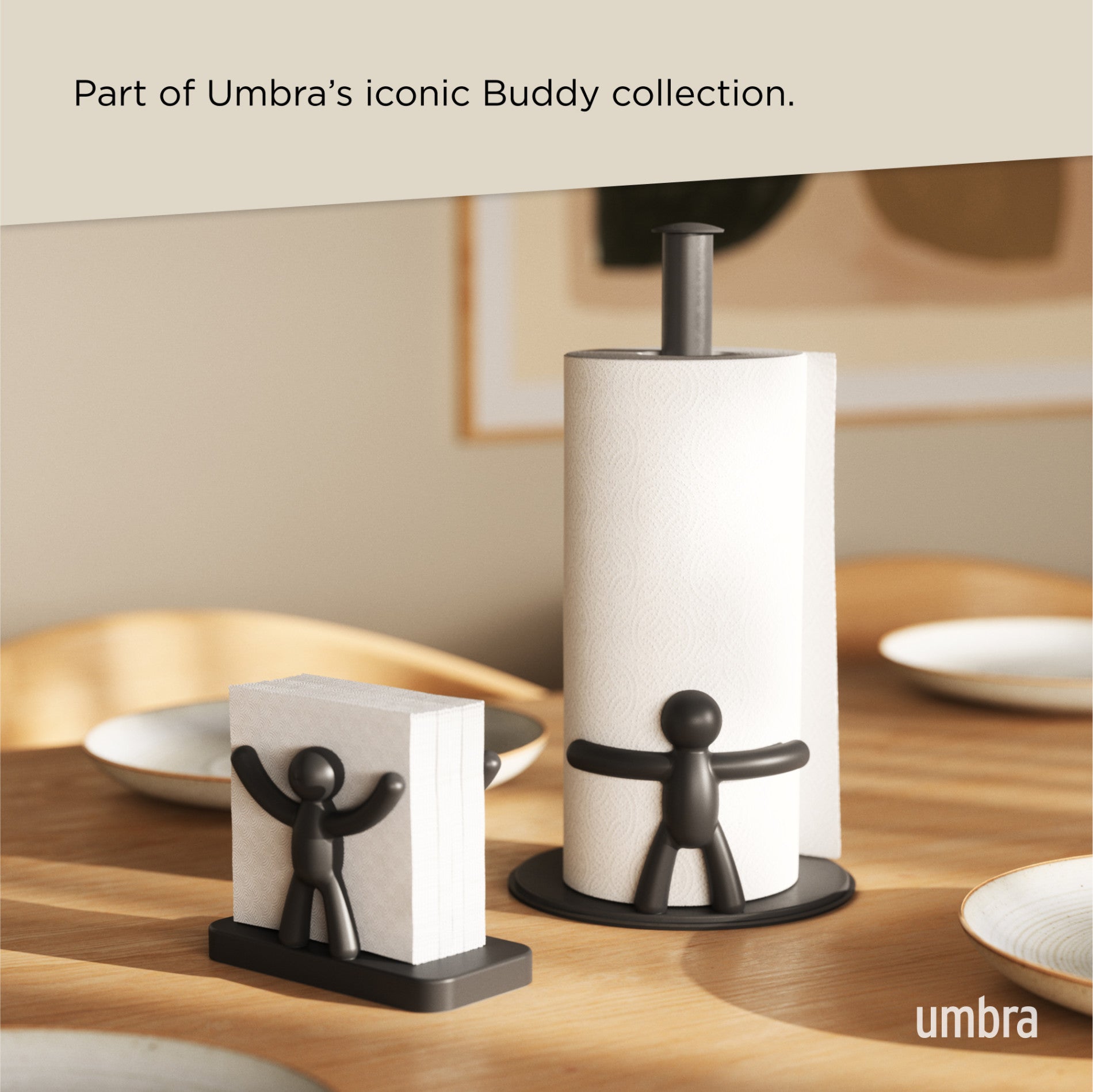 Buddy Paper Towel Holder - Wall Mount or Countertop Kitchen Organizer for Bathroom, Office & Laundry Room | Durable & Stylish Paper Towel Dispenser