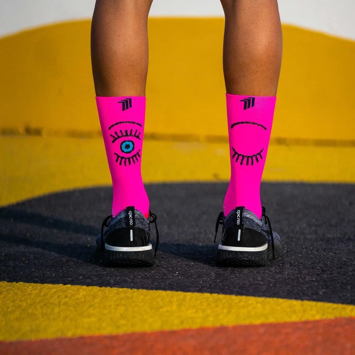 Sporkcs Pink Running Socks for Women - Breathable Athletic Socks for Jogging, Gym & Marathon - Comfortable Non-Slip Workout Socks
