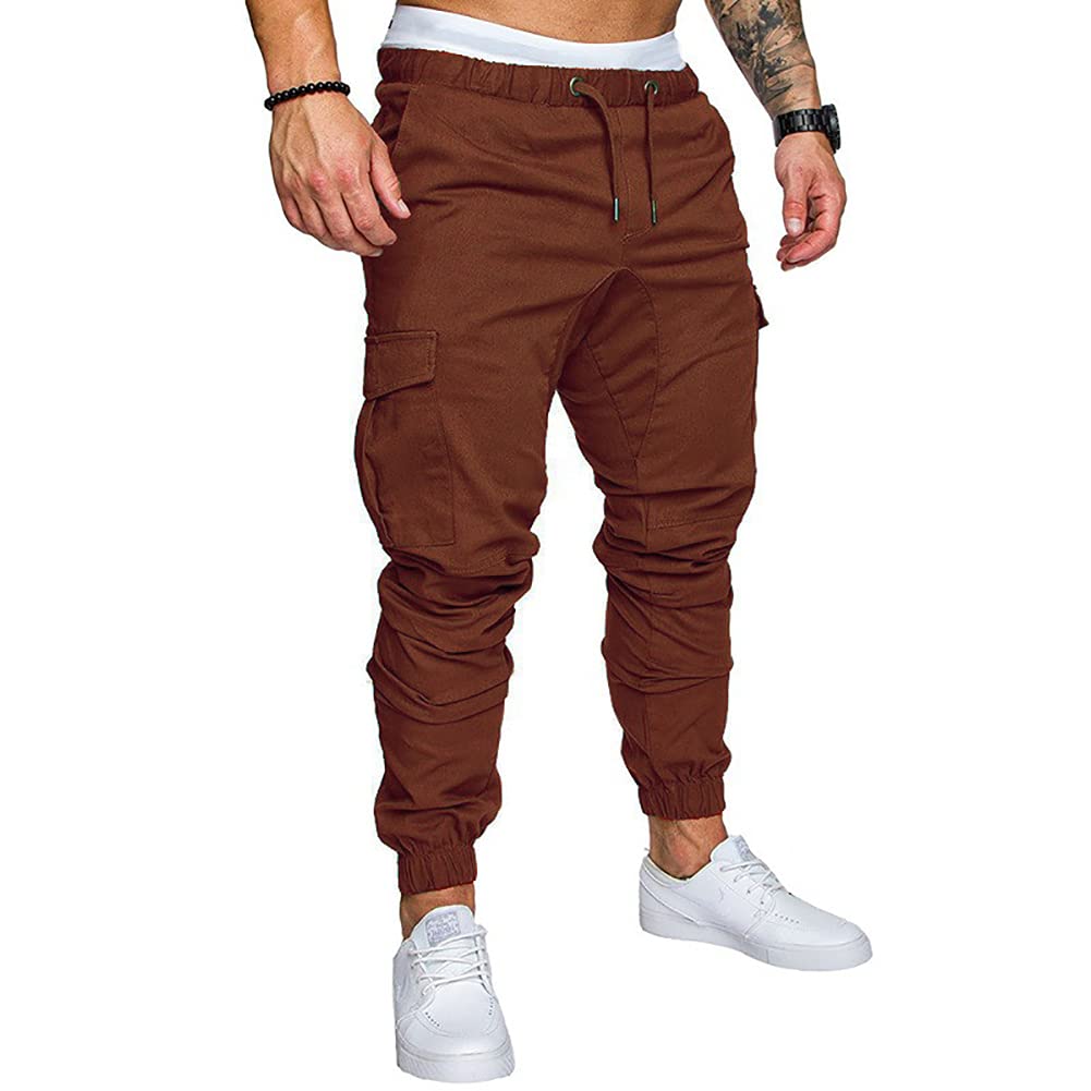 Kolongvangie Men's Cargo Jogger Pants - Athletic Workout Running Sweatpants with Pockets for Gym, Casual Wear & Outdoor Activities