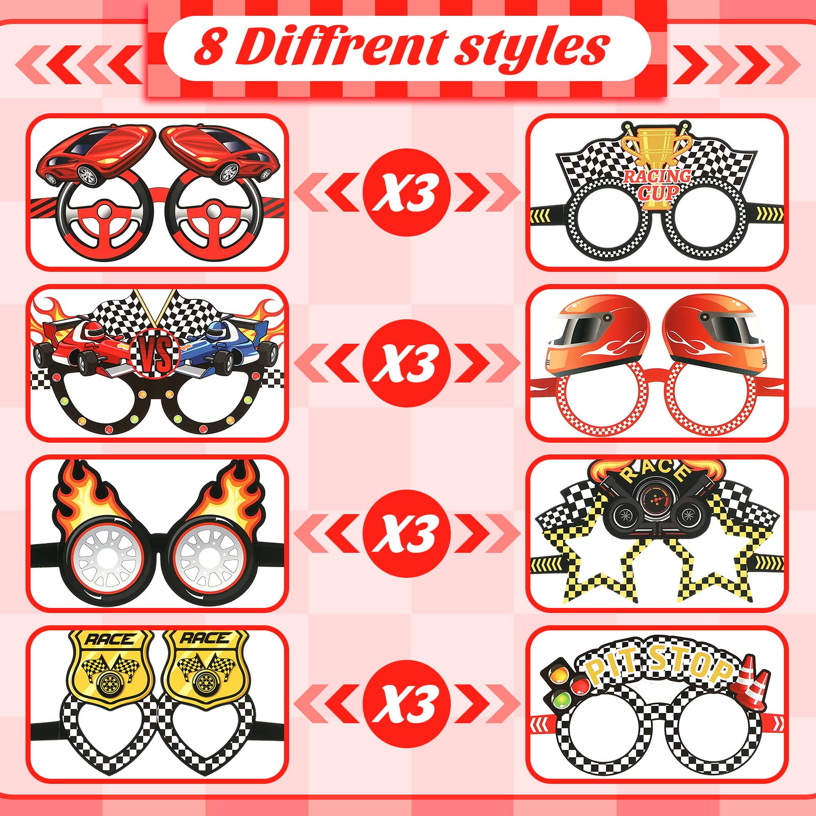 Eersida Racecar Sunglasses - Polarized UV Protection Driving Glasses for Men & Women - Racing Party Favors, Photo Props, Car Theme Accessories - Perfect for Motorsport Events, Costume Parties & Themed Photoshoots