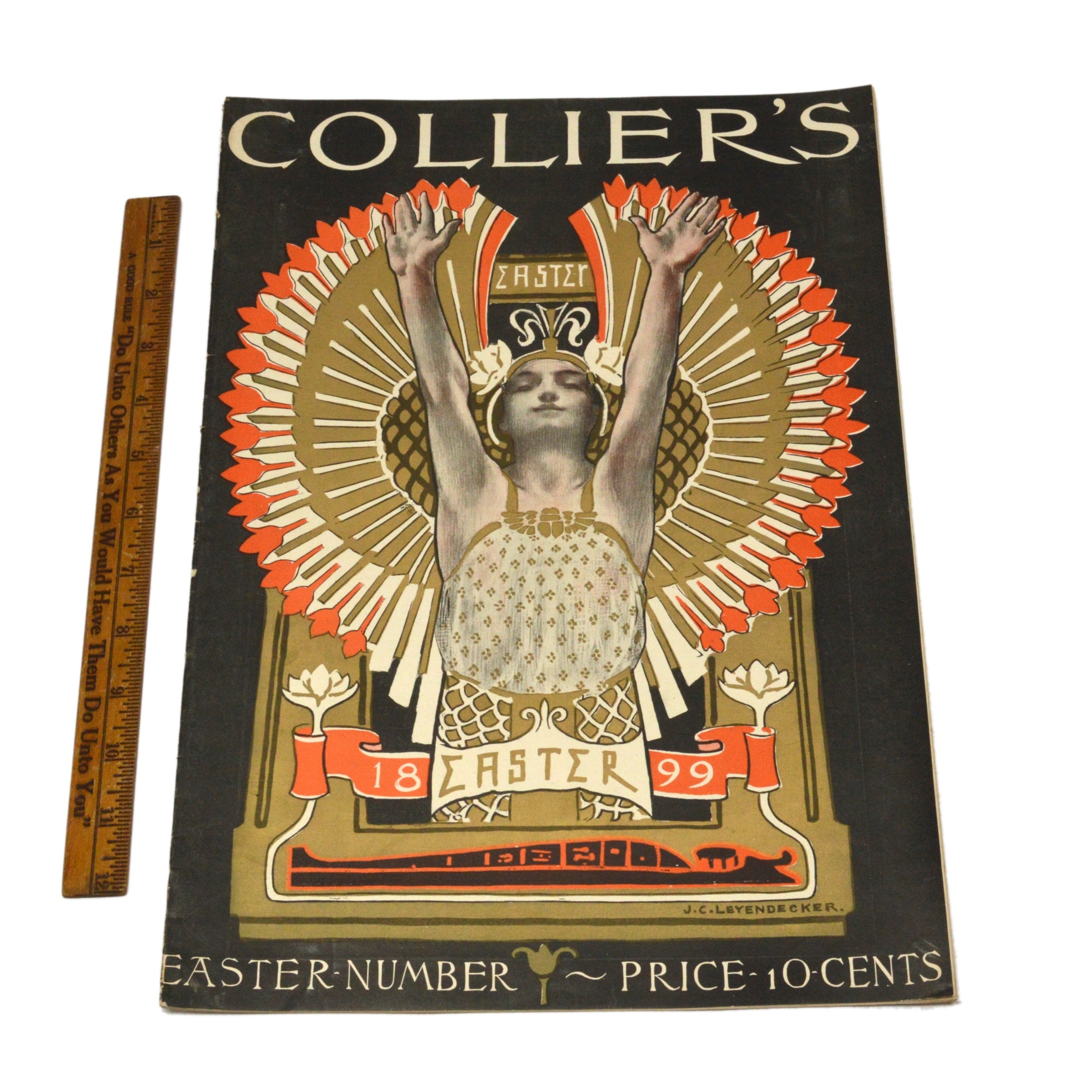 Vintage COLLIER'S WEEKLY EASTER MAGAZINE April 1, 1899 - Rare J.C. Leyendecker Artwork Illustration | Antique Newspaper Collectible for Home Decor & Easter Display
