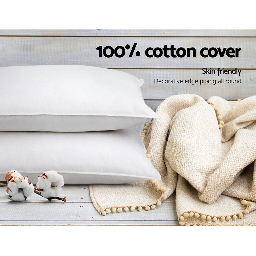 Premium 4-Piece Medium Firm Cotton Pillow Set - Breathable & Supportive for Side, Back, and Stomach Sleepers - Perfect for Bedroom, Guest Room, and Travel