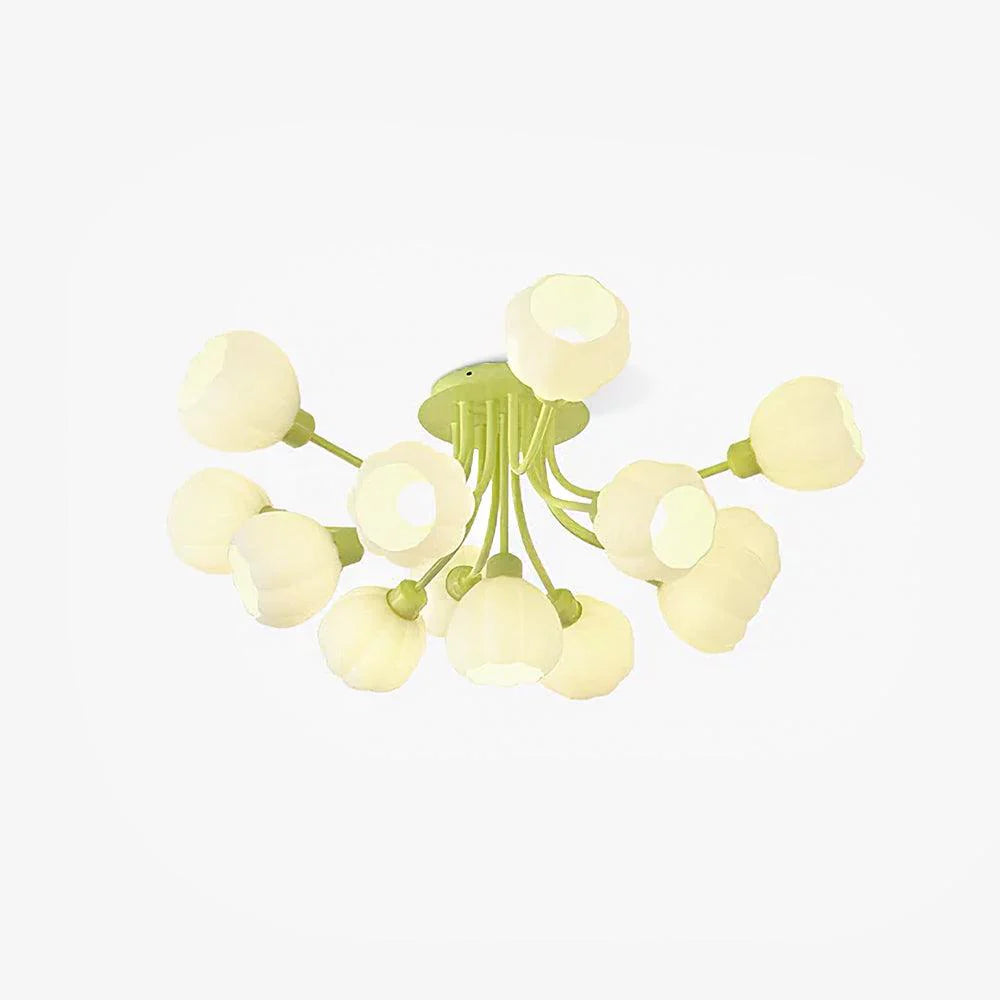 Pumpkin Matcha Ceiling Light - Modern LED Hanging Fixture for Bedroom, Living Room & Kitchen | Dimmable Soft Lighting for Cozy Home Decor