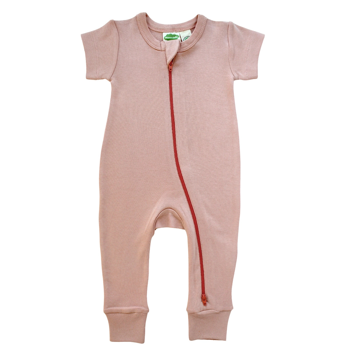 Parade Organics Pale Pink 2-Way Zip Short Sleeve Romper for Baby Girls - Soft Organic Cotton Jumpsuit for Playtime & Photo Shoots