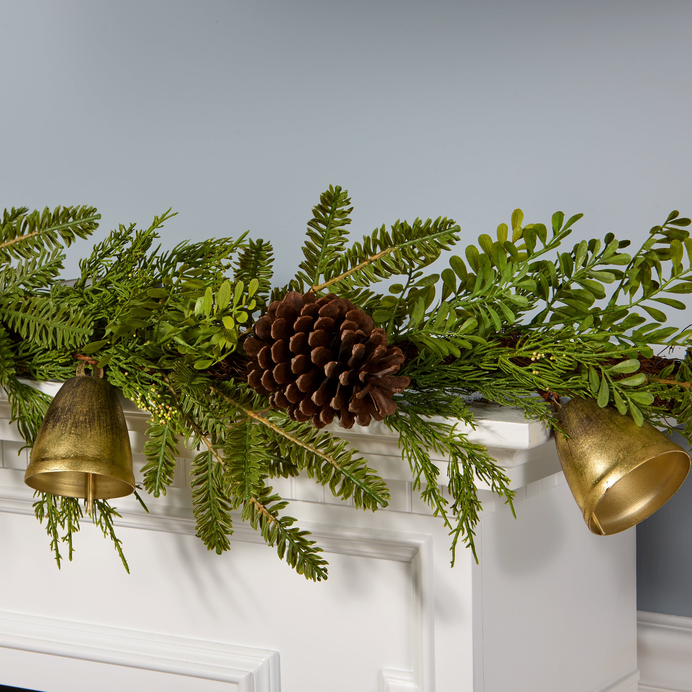 6 ft. Christmas Bells Pine Garland - Holiday Decor for Mantel, Staircase & Doorway | Festive Xmas Home Decoration