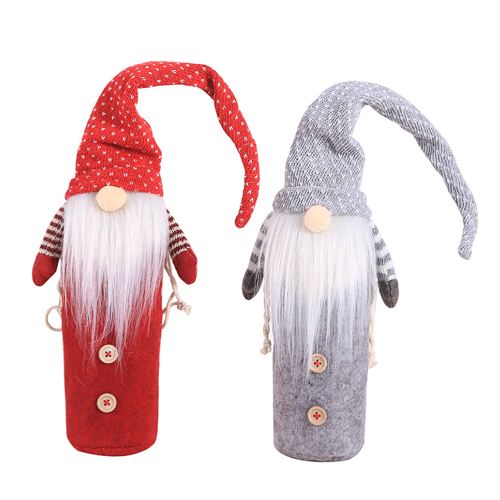 Premium Wine Gift Bags Set of 2 - Insulated Wine Tote with Christmas Gnome Design for Holiday Gifting, Party Favors & Wine Lovers - Reusable Bottle Covers Perfect for Christmas, Weddings & Hostess Gifts