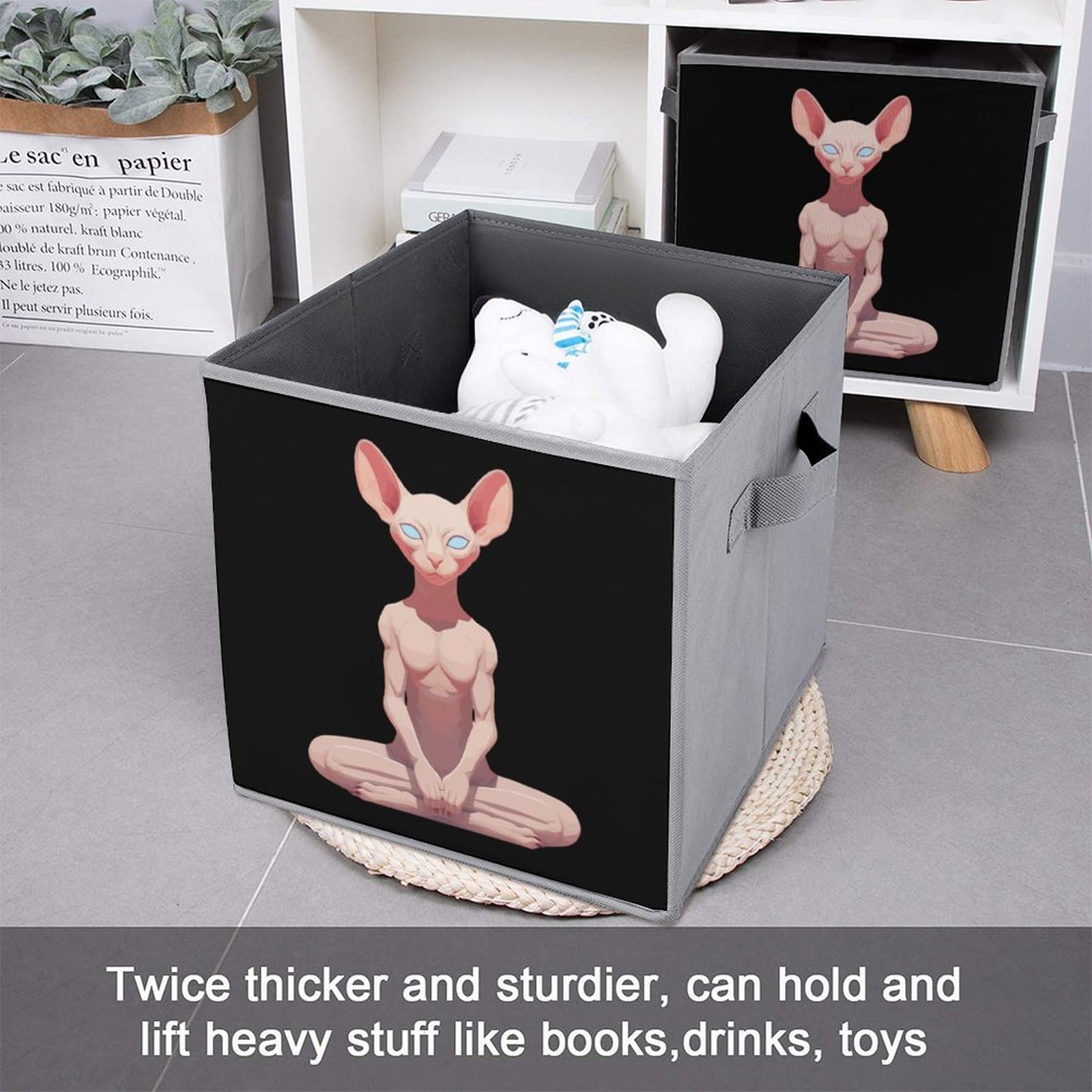 Foldable Storage Cubes with Handles - 6 Pack Square Fabric Bins for Organizing Clothes, Toys & Home Essentials | Perfect for Sphynx Cat Owners, Yoga Studios & Closet Organization