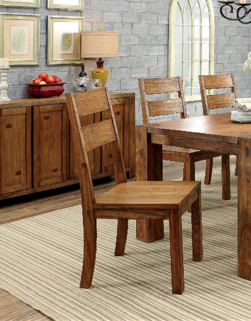 Dark Oak Rustic Style Solid Wood Kitchen Dining Chairs Set of 2 - Panel Back Chairs for Dining Room, Kitchen, Breakfast Nook & Farmhouse Decor