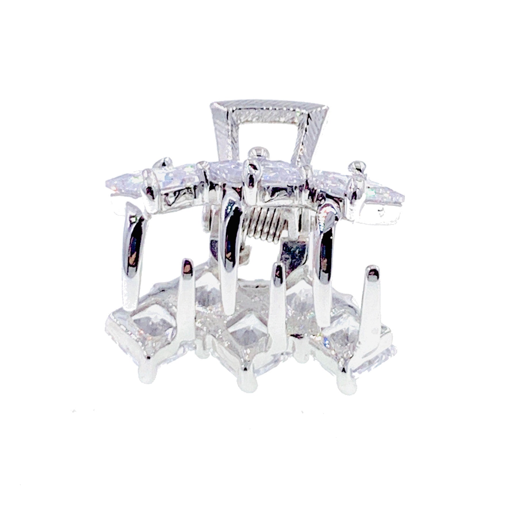 Giacinta Square Hair Claw Clip - Cubic Zirconia CZ Crystal Silver Base in Purple, Amber & Pink | Elegant Hair Accessory for Parties, Weddings & Everyday Wear