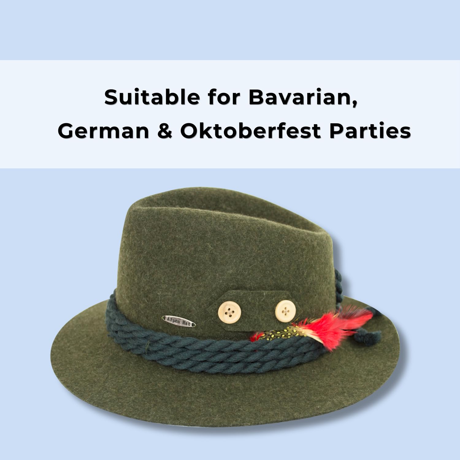 Premium Oktoberfest German Beer Hat - Authentic Bavarian Costume Accessory for Oktoberfest, Halloween & Themed Parties - Perfect for Festivals, Cosplay & Fun Events