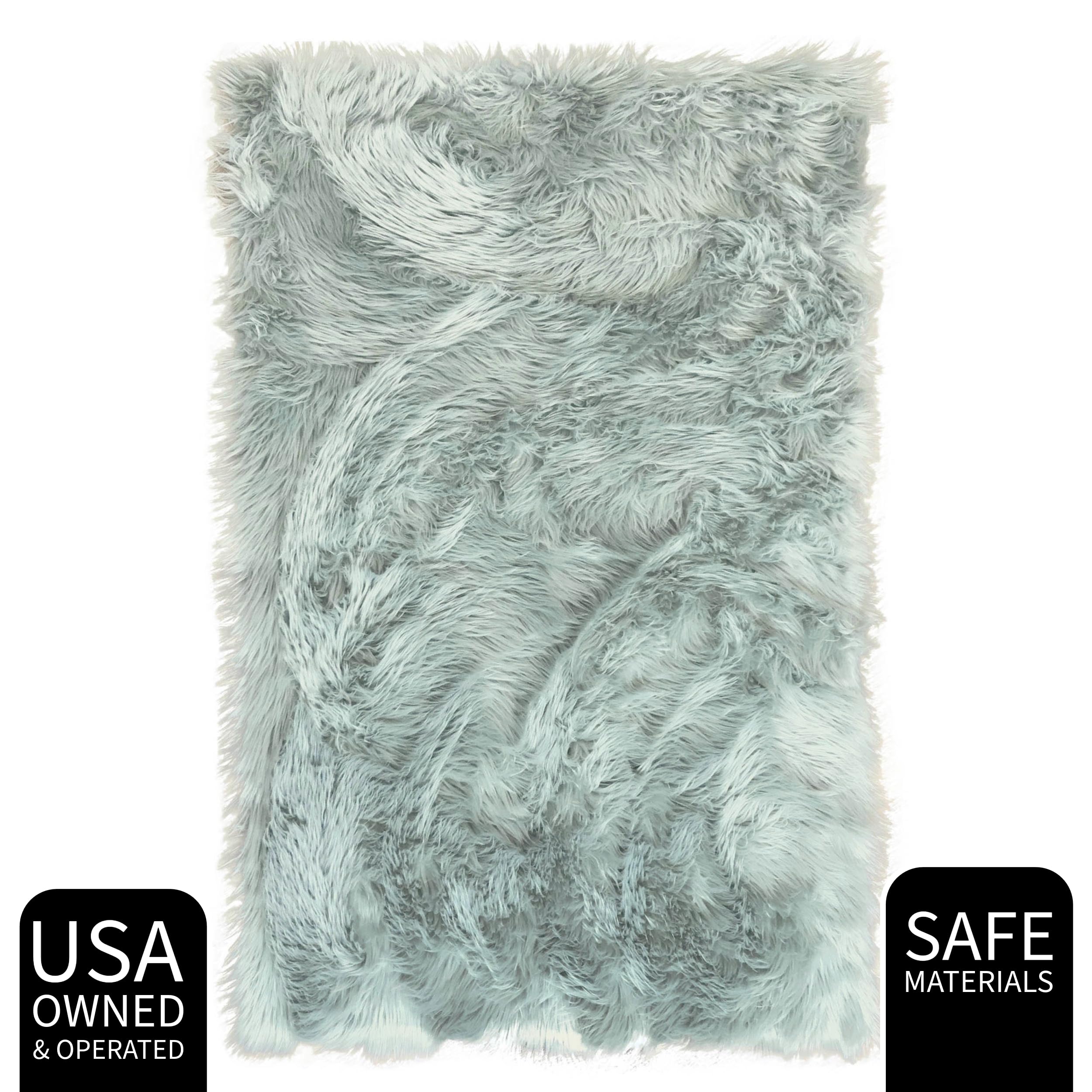 Ultra Soft Fluffy Faux Sheepskin Area Rug - 5x7 Feet Teal Shaggy Carpet for Bedroom, Living Room & Nursery | Cozy Home Decor, Floor Mat for Kids Play Area