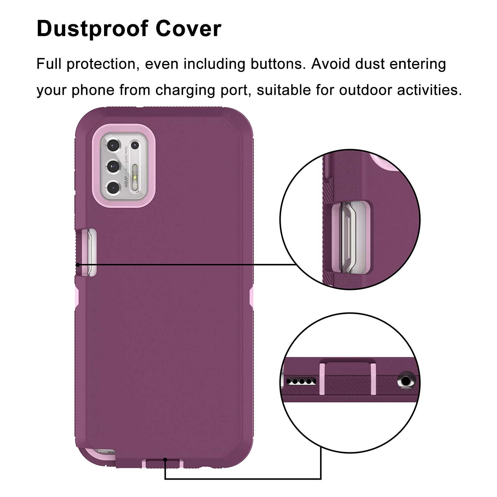 Rugged Shockproof Case for Moto G Stylus 2021 - Heavy Duty Armor Protective Cover with Dual Layer Hybrid Design (Pinkish Purple) | Perfect for Outdoor Activities, Construction Work & Extreme Protection
