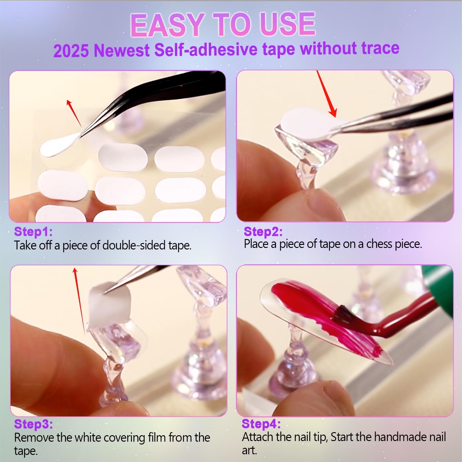 2 Pack Acrylic Nail Stand for Press On Nails - Fake Nail Holder for Painting & Nail Art Design - Upgrade Solid Nail Display Stand with Magnet & Glue Tips - Perfect for Nail Practice, Salon Display & DIY Manicure at Home