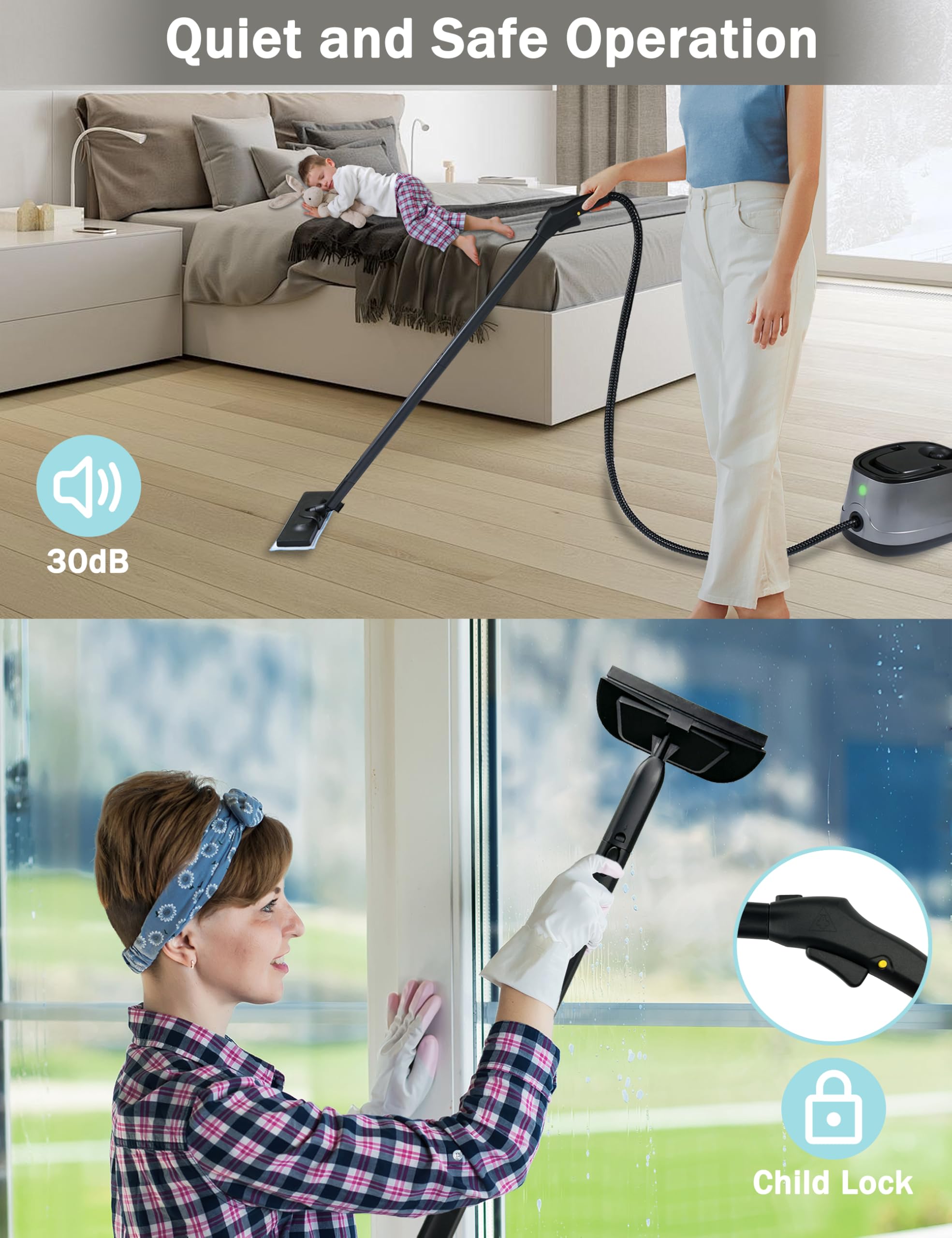Powerful Portable Steam Cleaner for Home & Car - 1.5L Capacity, 19 Accessories, Quick Heating in 5 Mins - Multi-Surface Cleaner for Floors, Tiles, Carpets, Upholstery - Perfect for Deep Cleaning Kitchens, Bathrooms & Auto Detailing