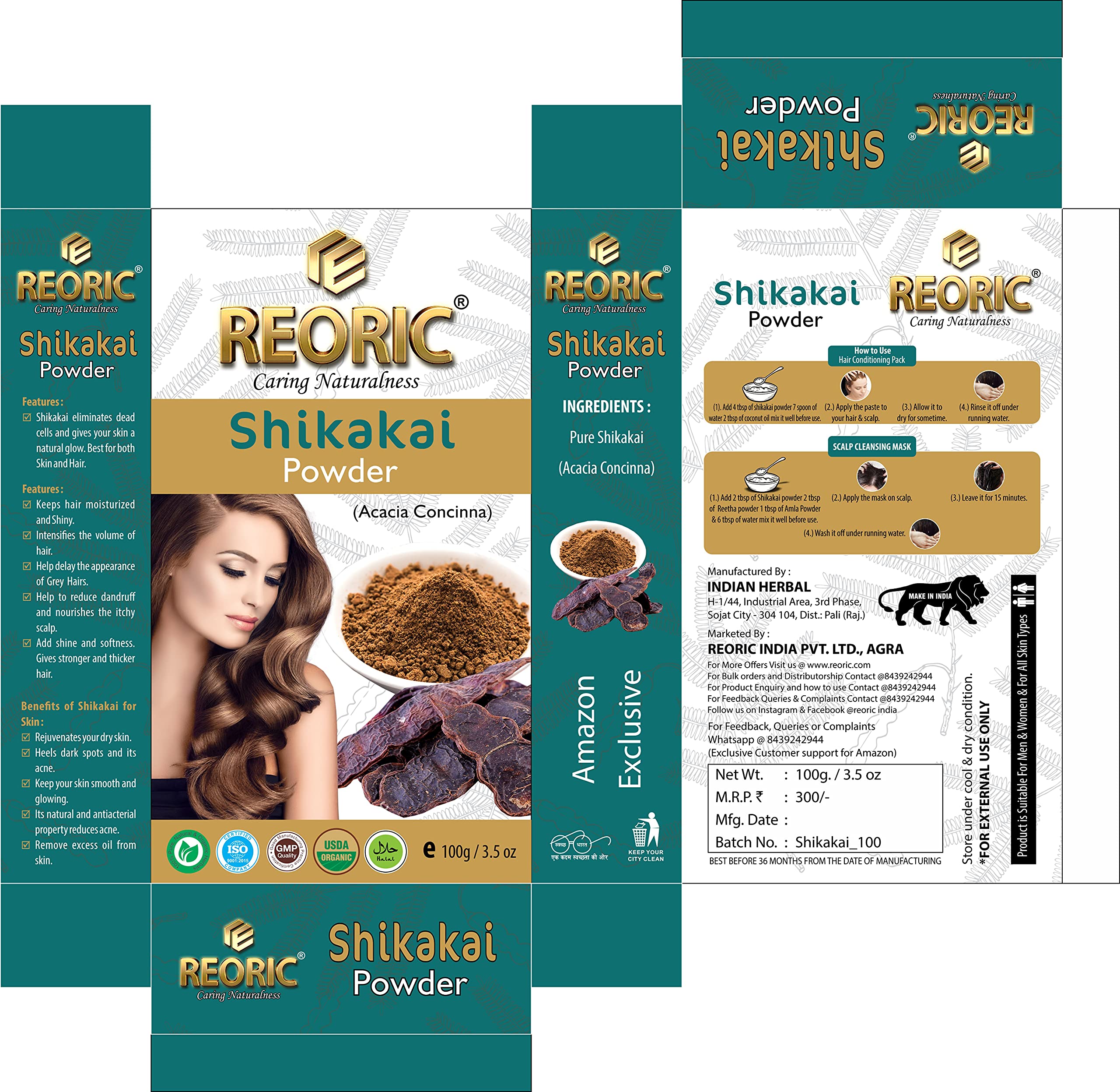Organic Shikakai Powder for Hair Growth & Scalp Care | 100% Natural Acacia Concinna Hair Treatment | Promotes Stronger, Longer Hair | Ideal for DIY Hair Masks & Ayurvedic Hair Care Routines (100g)