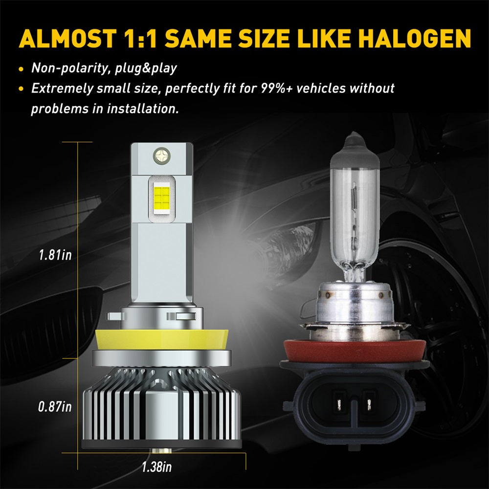 H11 H8 H9 LED Headlight Bulbs 120W 24000 Lumens 6500K Ultra Bright White - Perfect for Night Driving & Foggy Conditions