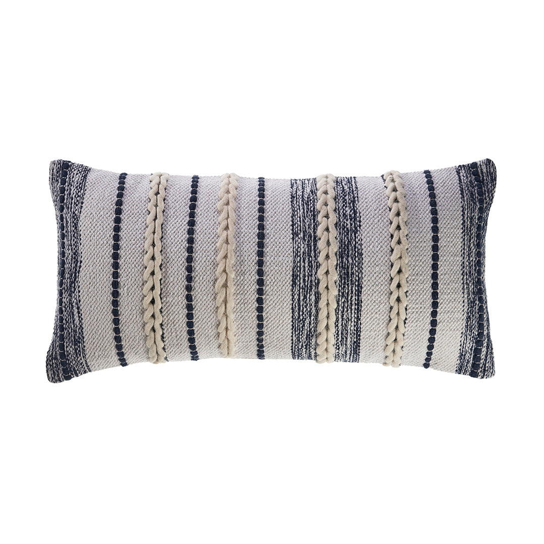 Navy and White Lumbar Pillow - Supportive Cushion for Sofa, Bed & Office Chair - Perfect for Back Pain Relief & Home Decor