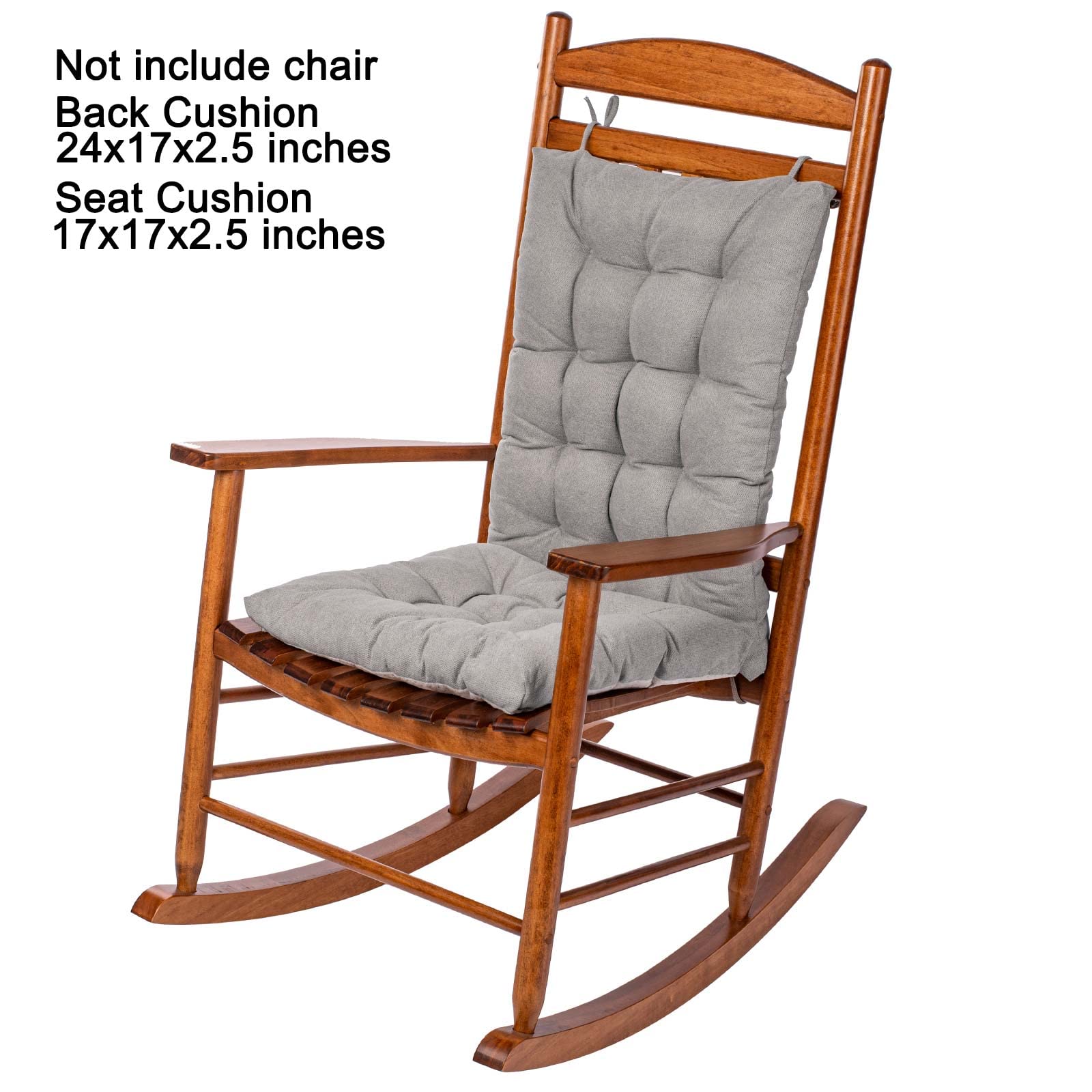 POMIU Rocking Chair Cushion Set - Comfortable Seat & Back Cushions for Office, Dining, and Desk Chairs - Light Grey Home Decor for Living Room, Kitchen, and Indoor Spaces