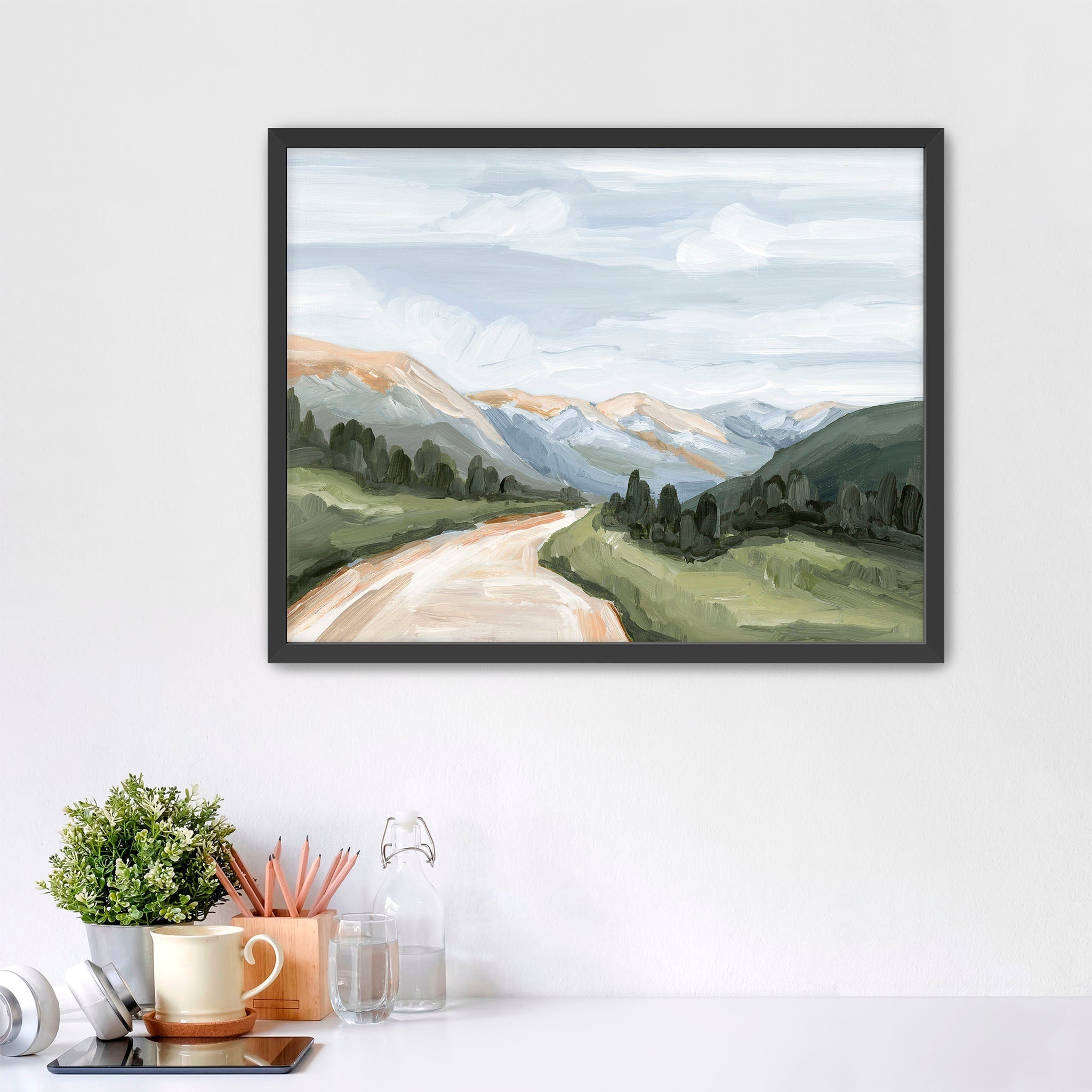 Canyon Ridge Road Wall Art Print - Stunning Landscape Painting for Home & Office Decor - Perfect for Living Room, Bedroom, or Office Space