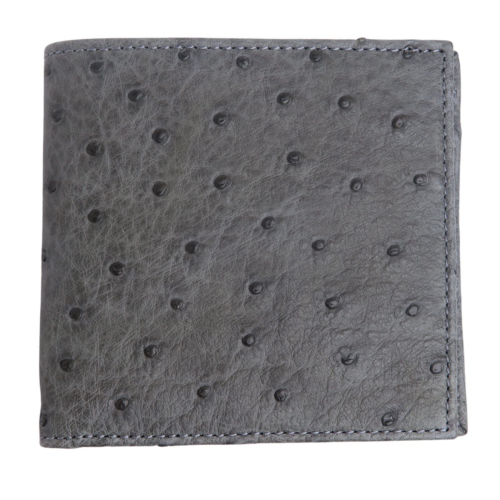Genuine Ostrich Skin Leather Wallet for Men - Premium Grey Medium Bifold Wallet (3820) - Perfect for Everyday Use, Business & Travel