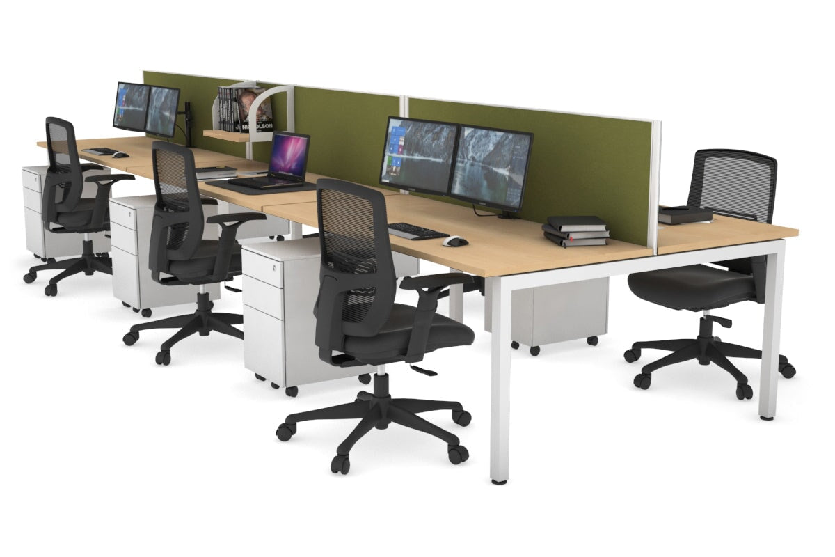 Quadro Square Legs 6-Person Office Workstation Desk [1600L x 700W] - Perfect for Team Collaboration & Open Office Spaces