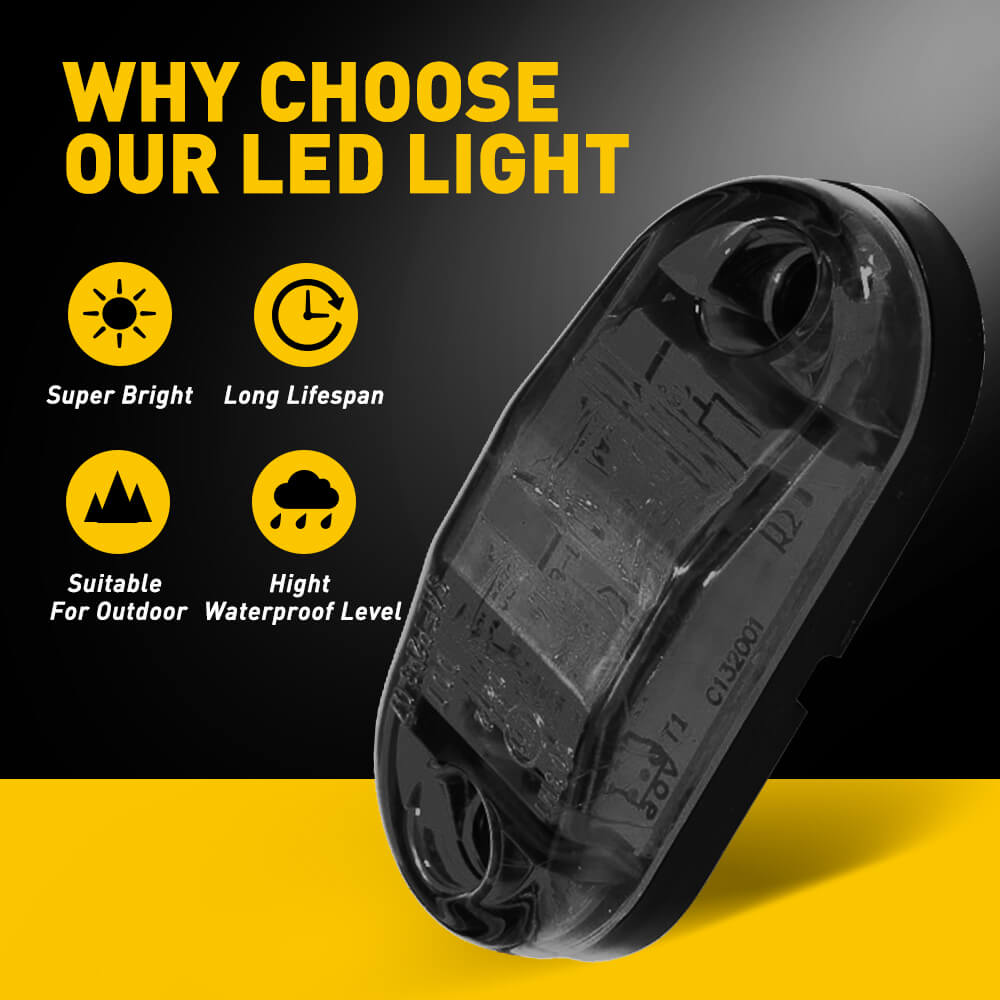 2.5 Inch Oval LED Side Marker Lights for Truck, Trailer, RV - 10pcs (Red, Yellow, White) - Waterproof & Durable for Night Driving Safety & Spare Tire Cover Lighting