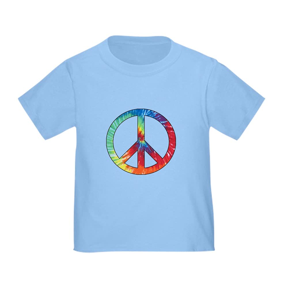 Tie Dye Rainbow Peace Sign Toddler T-Shirt | Soft Cotton Kids Tee for Boys & Girls | Perfect for Playdates, Daycare & Family Outings