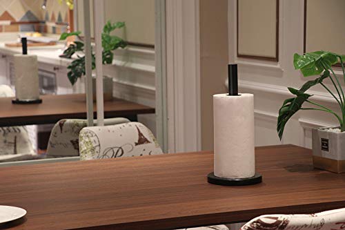 Stainless Steel Paper Towel Holder with Marble Base - Standing Kitchen & Bathroom Countertop Organizer (Matt Black) - Perfect for Home, Office, and Restaurant Use