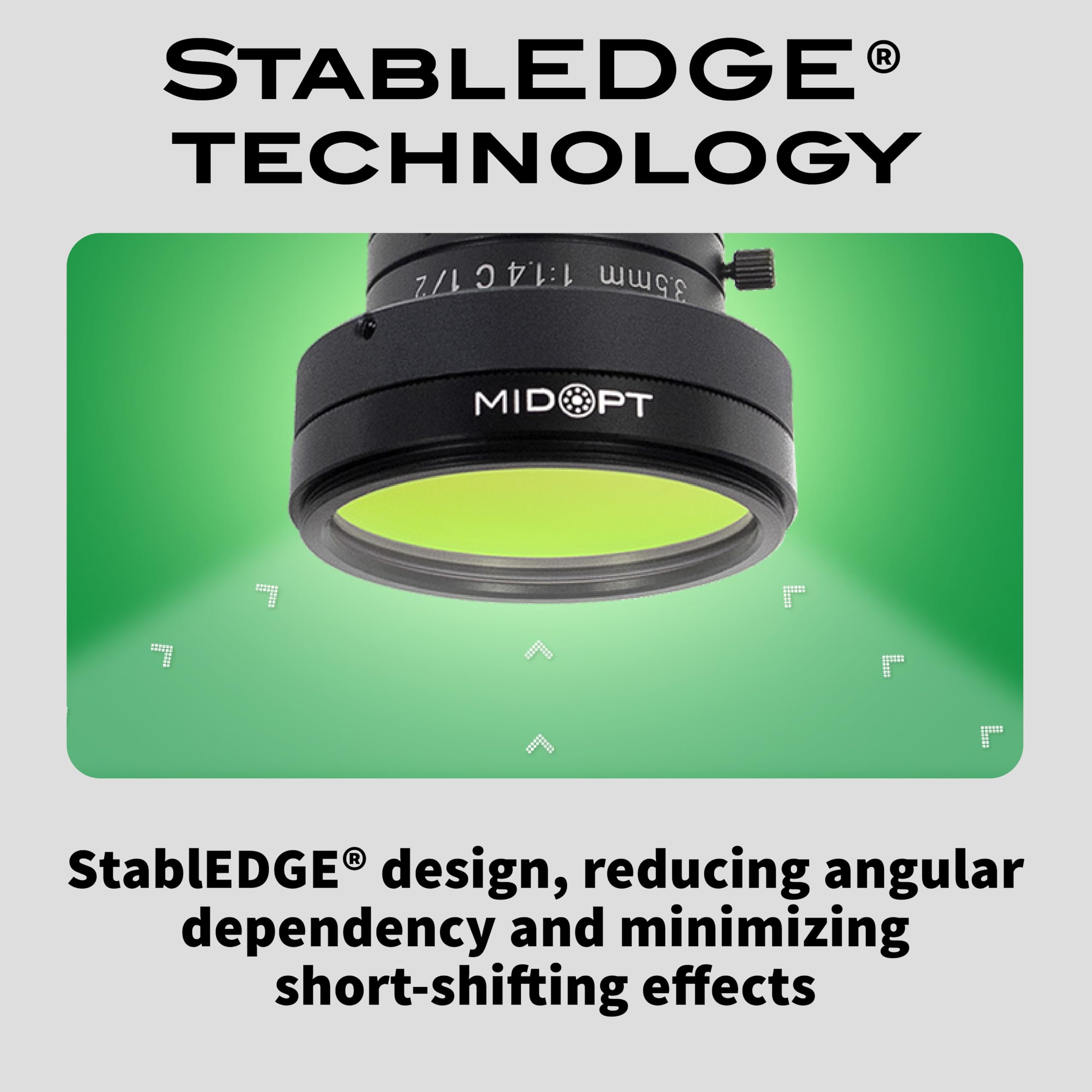 BP Series Near-IR Bandpass Filter for Machine Vision - 820-910nm Broad Bandwidth, BP850-25.5, Compatible with M25.5 Lens Thread - Ideal for Industrial Automation, Surveillance & Spectral Analysis